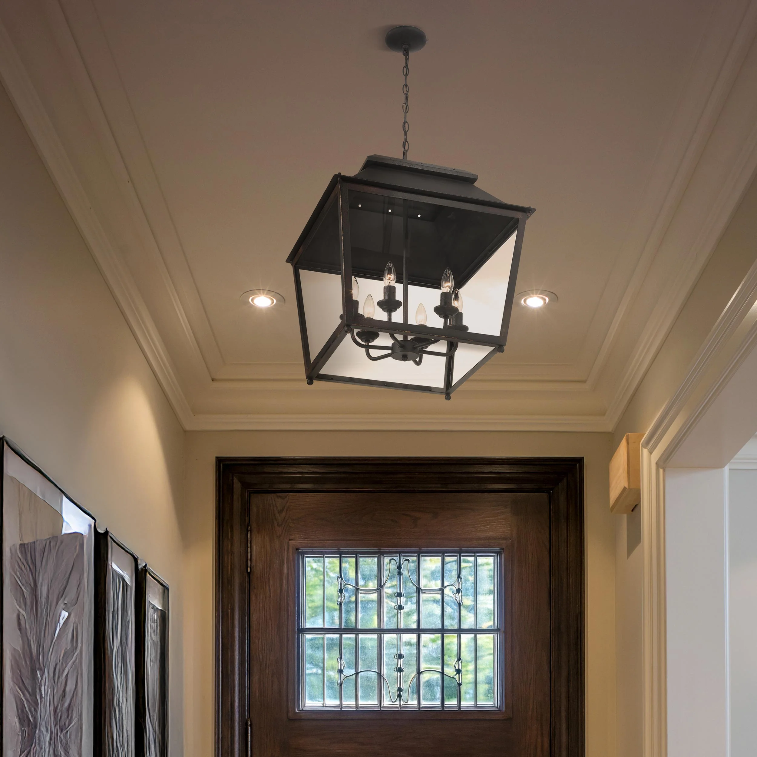 Golden Lighting Abingdon 6-light Pendant in Antique Black Iron - Image 2