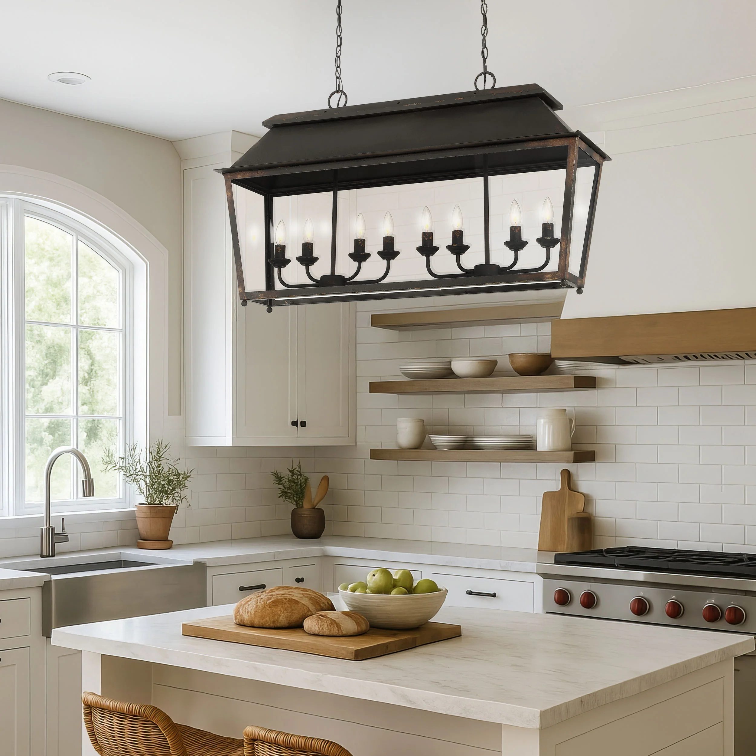 Golden Lighting Abingdon 8-light Island Light in Antique Black Iron - Image 2