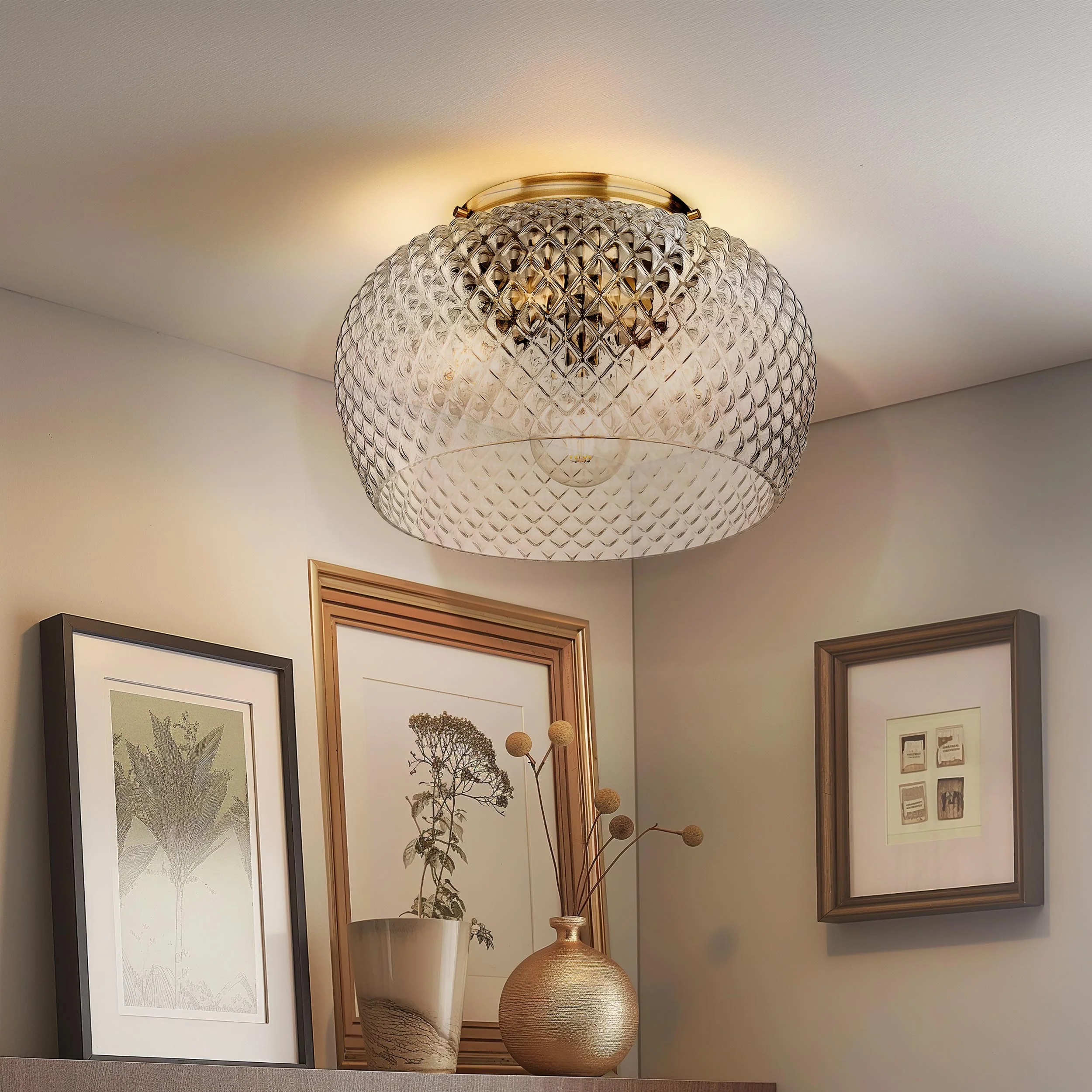 Golden Lighting Adeline 3-light Flush Mount in Modern Brushed Gold - Image 2