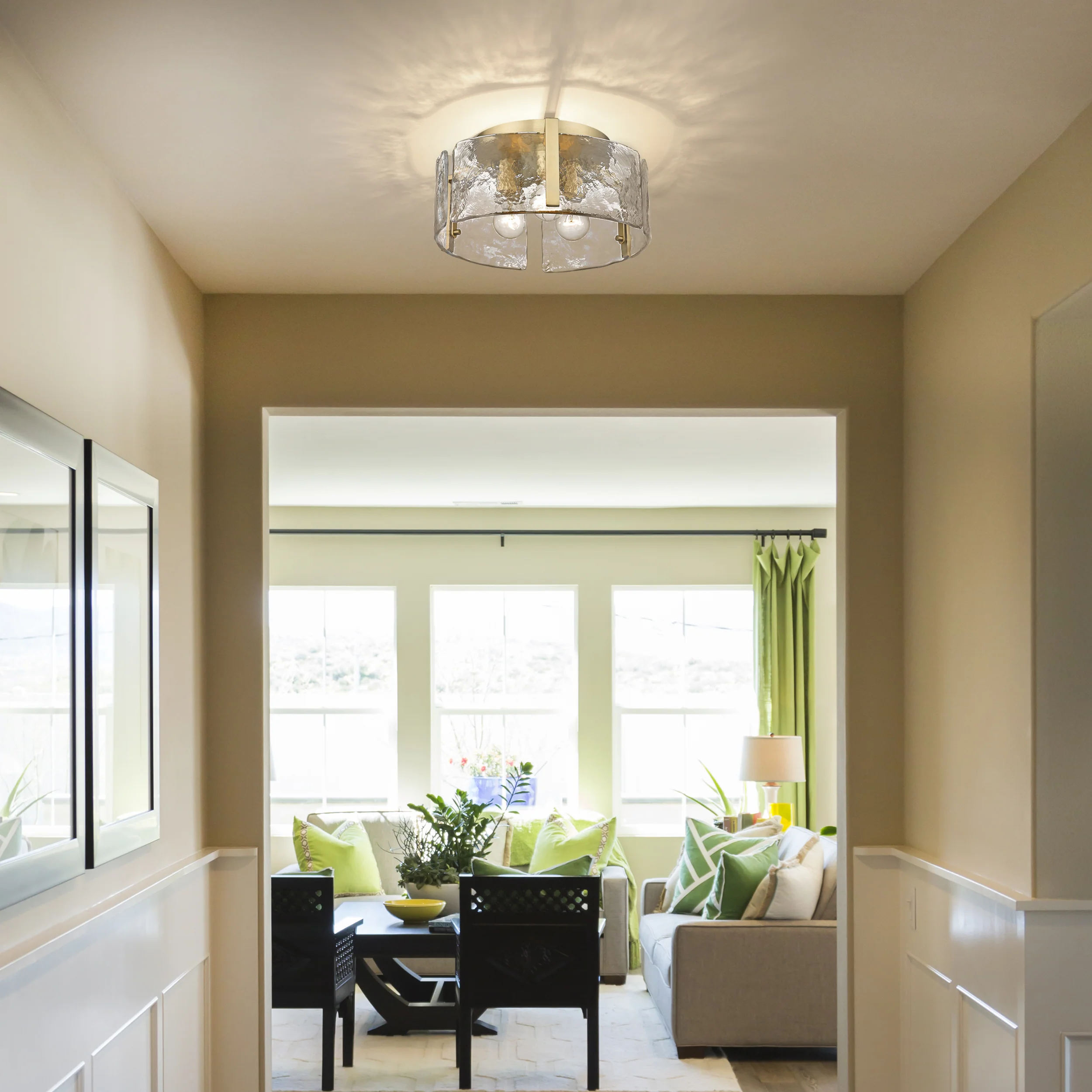 Golden Lighting Aenon 3-light Flush Mount in Brushed Champagne Brass - Image 2