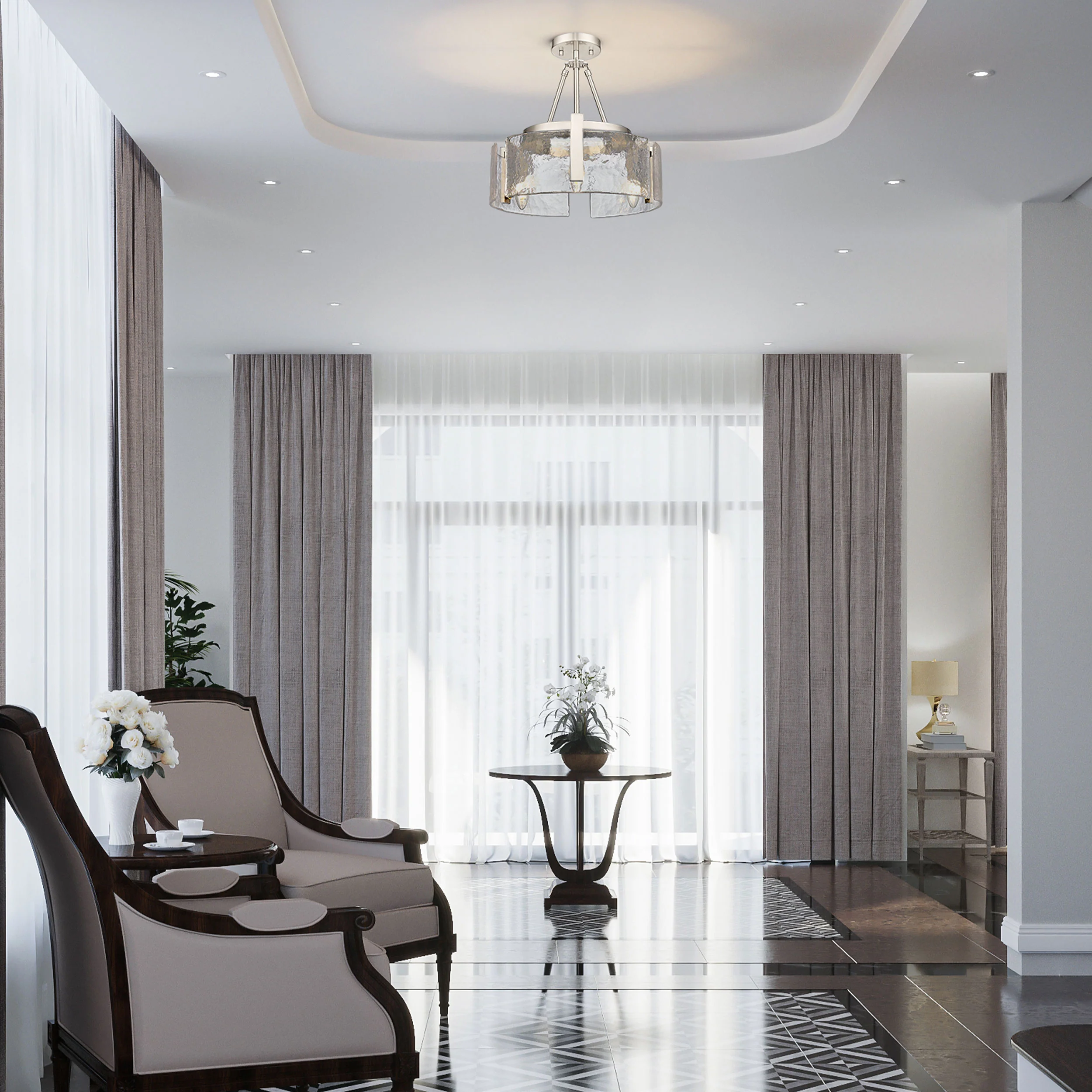 Golden Lighting Aenon 3-light Semi-Flush Mount in Pewter - Image 2