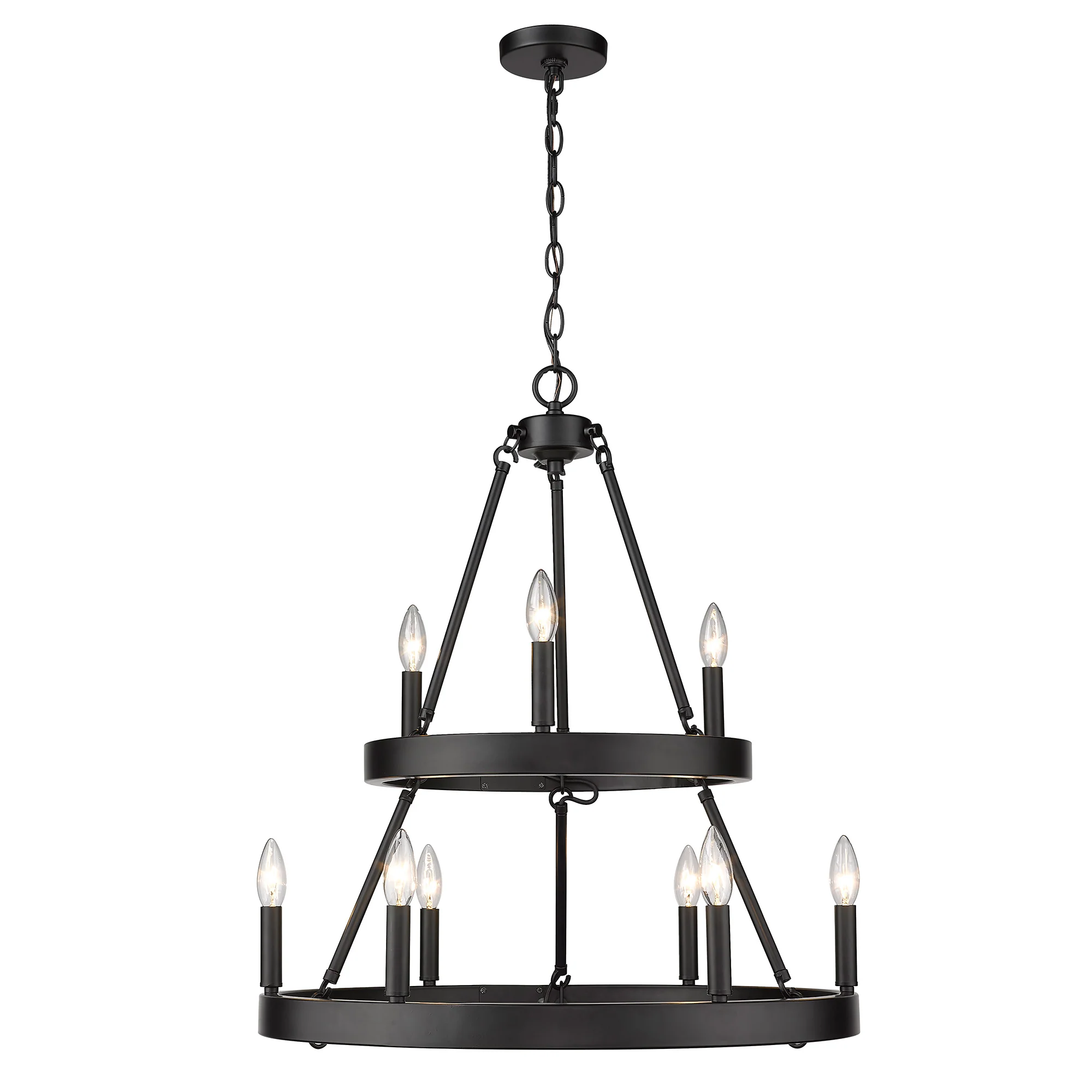 Golden Lighting Alastair 9-light 2-tier Chandelier (3+6) in Matte Black - Image 2