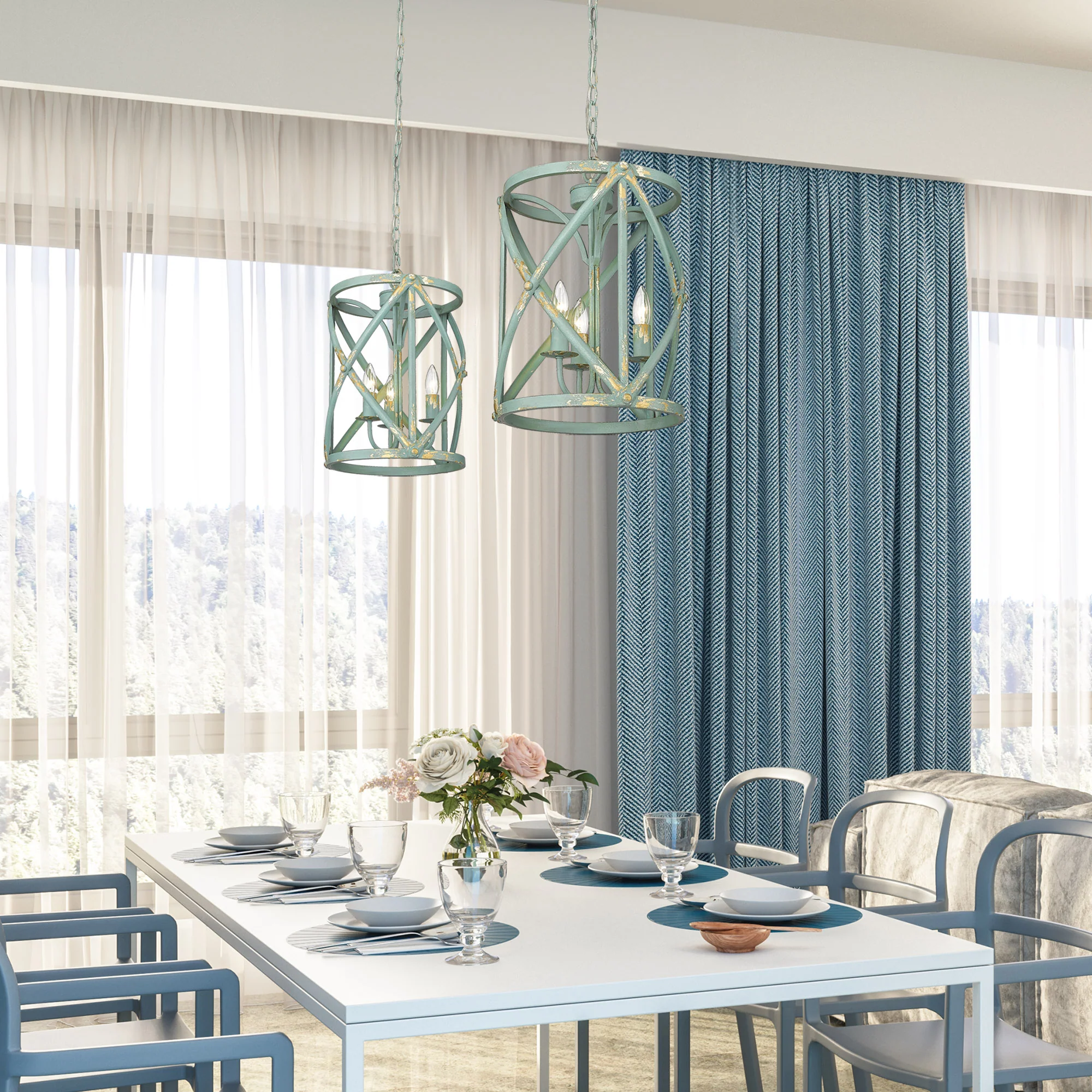Golden Lighting Alcott 3-light Pendant in Antique Teal - Image 2