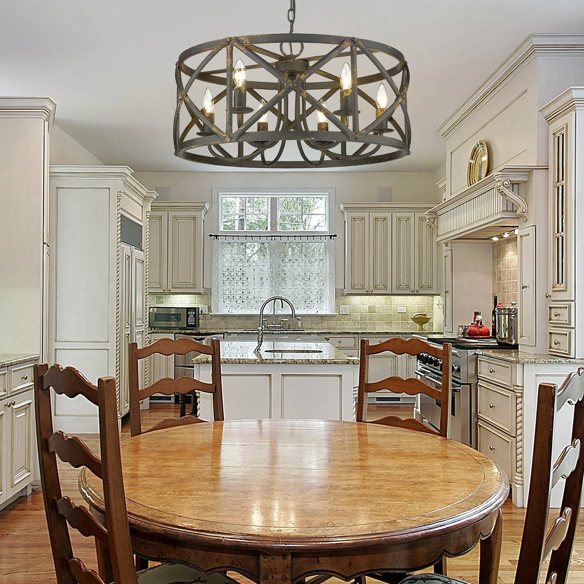 Golden Lighting Alcott 6-light Chandelier in Antique Black Iron - Image 2