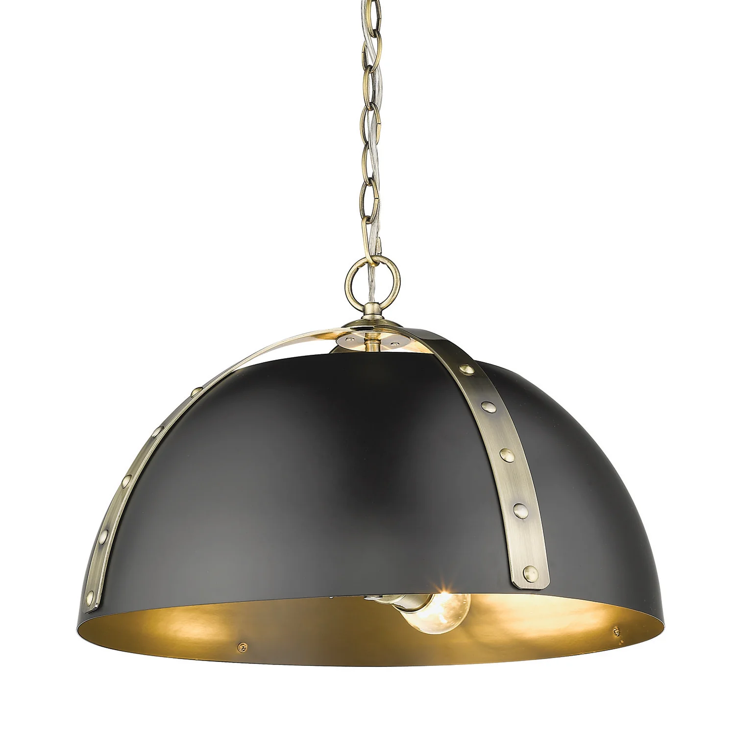 Golden Lighting Aldrich 3-light Pendant in Aged Brass - Image 2