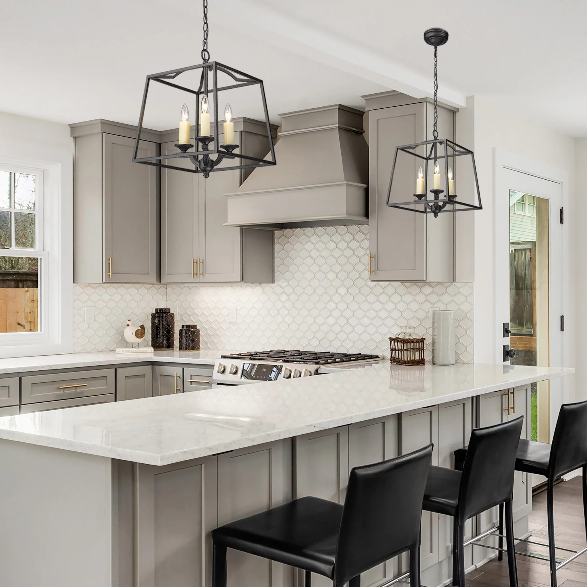 Golden Lighting Athena 3-light Pendant in Natural Black - Image 2