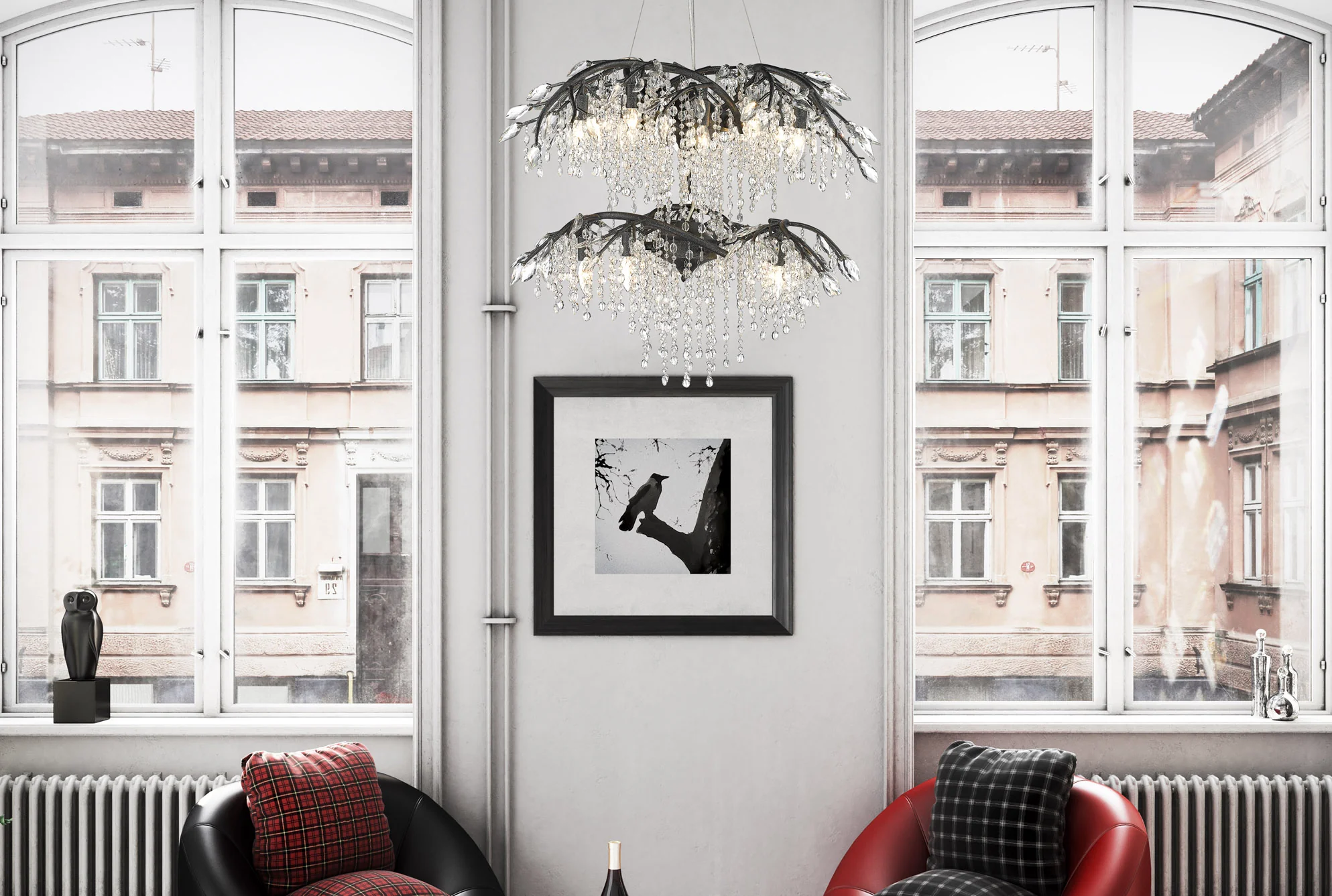 Ziva by Golden Lighting Autumn Twilight 18-light Chandelier in Black Iron - Image 2