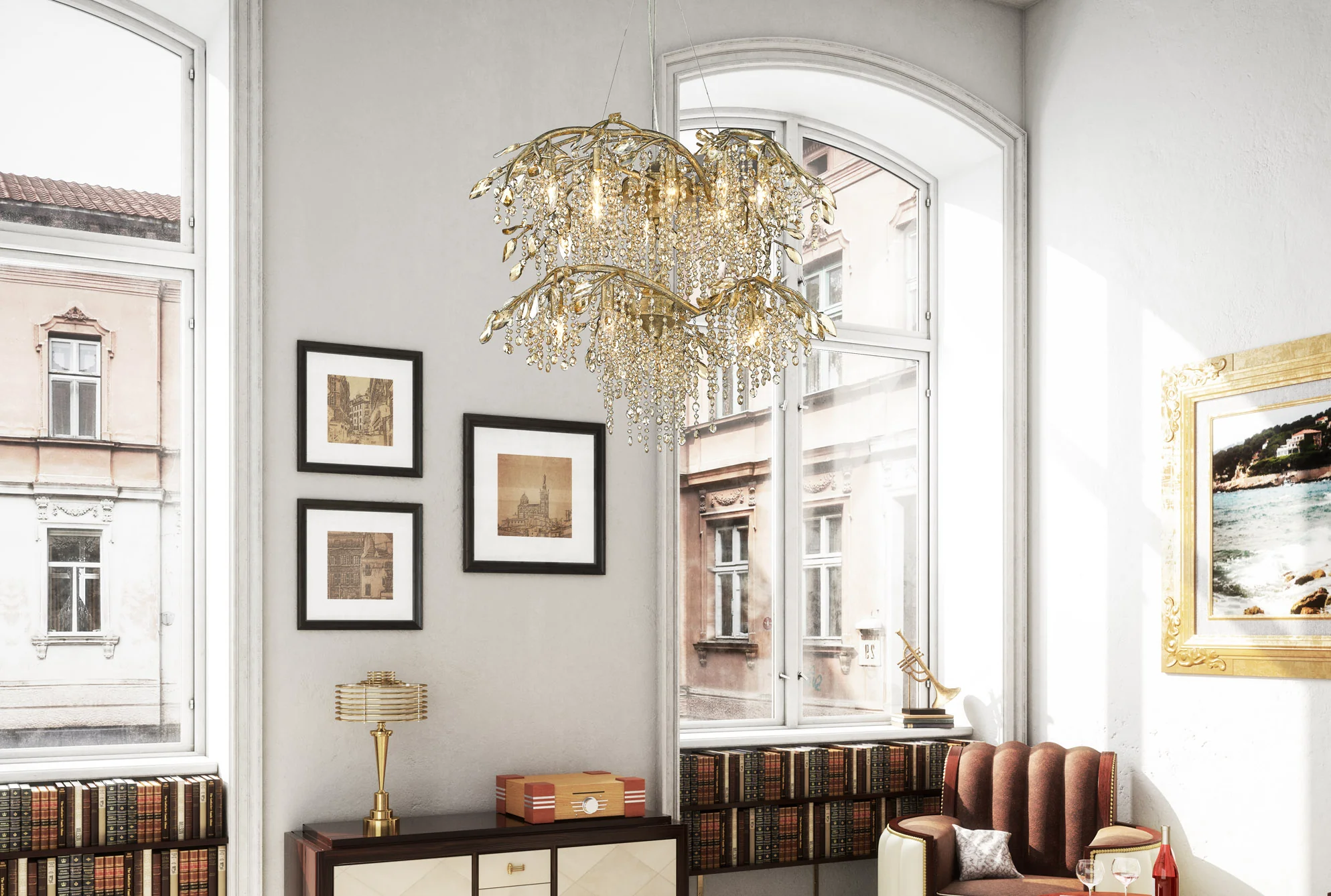 Ziva by Golden Lighting Autumn Twilight 18-light Chandelier in Mystic Gold - Image 2