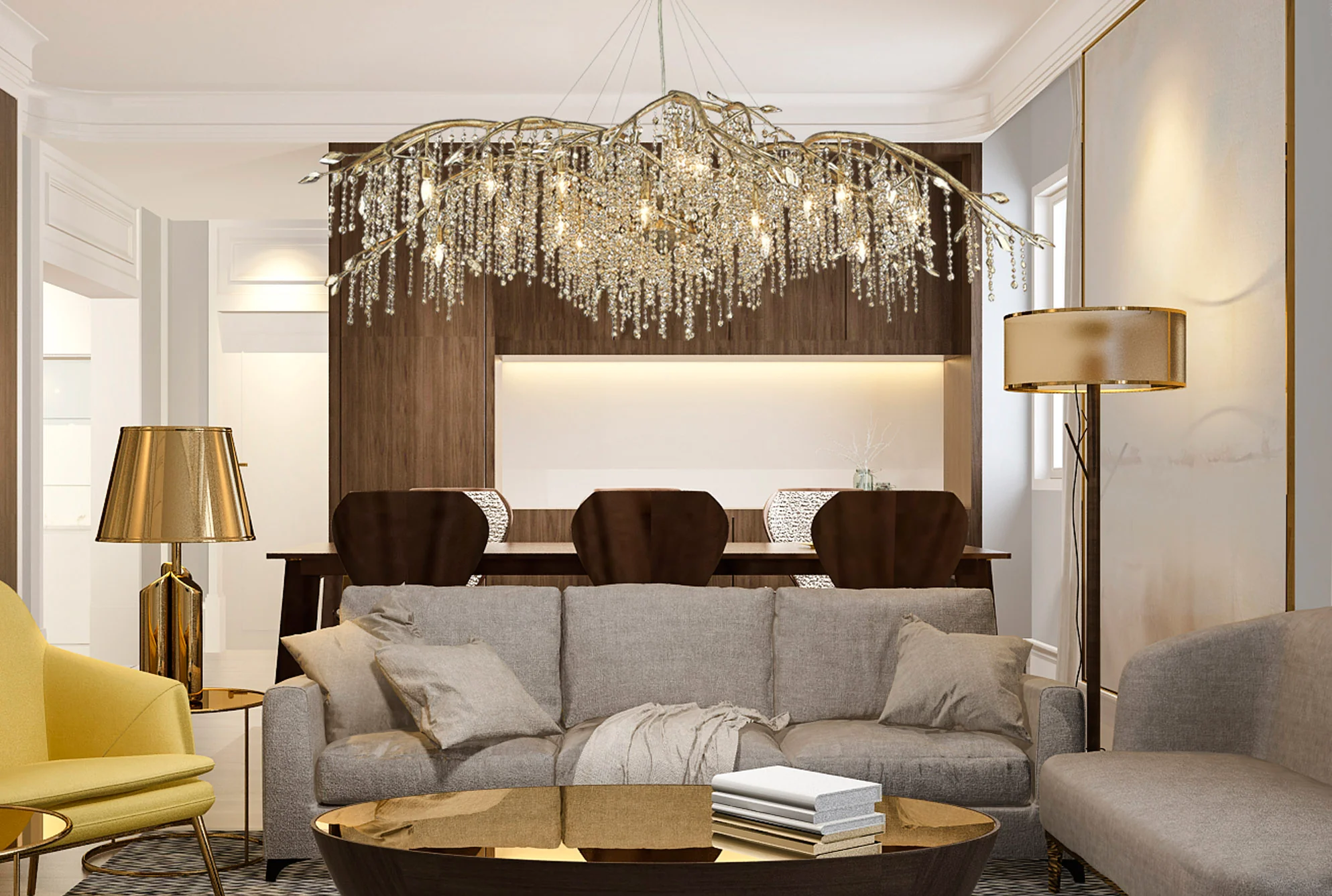 Ziva by Golden Lighting Autumn Twilight 24-light Chandelier in Mystic Gold - Image 2