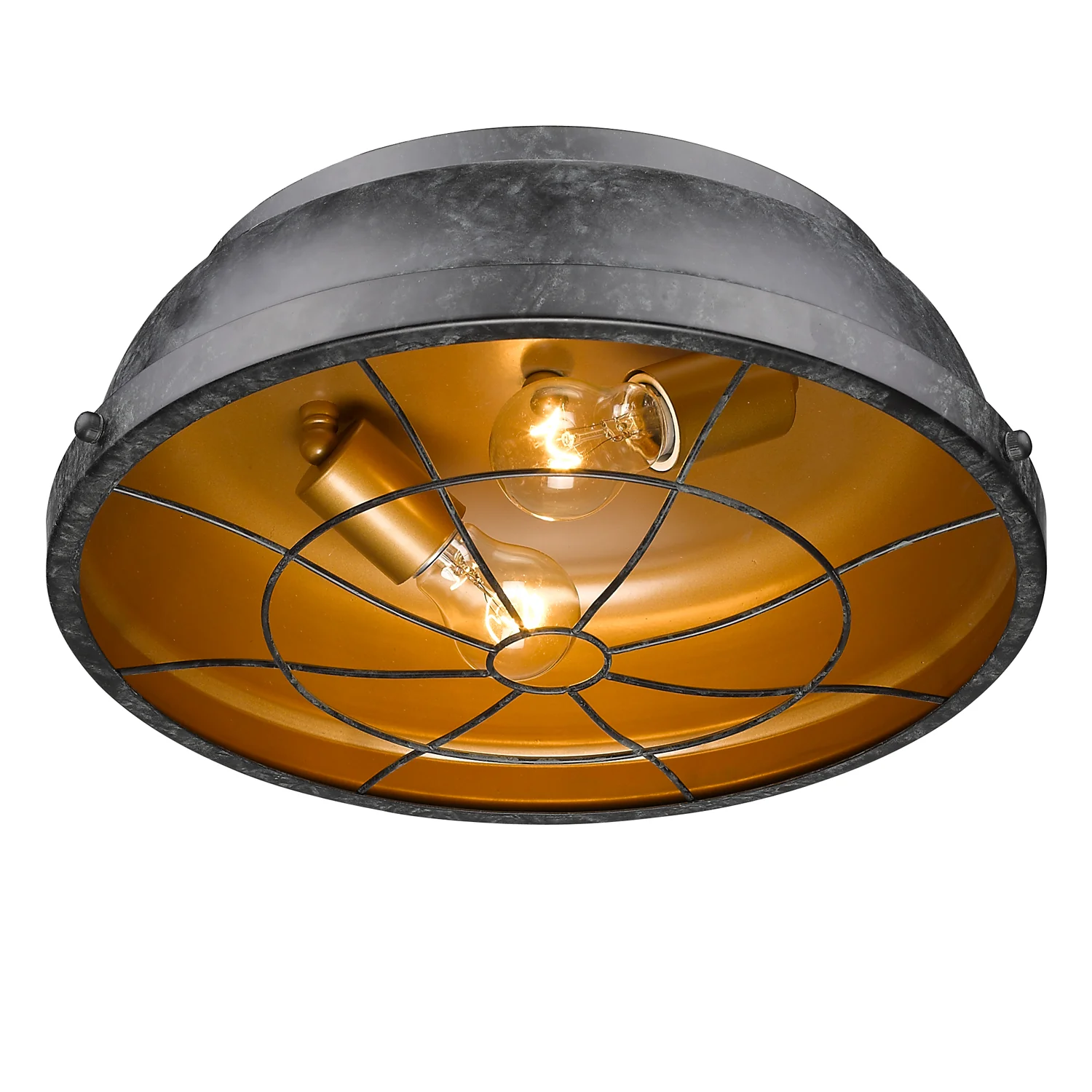 Golden Lighting Bartlett 2-light Flush Mount in Black Patina - Image 2