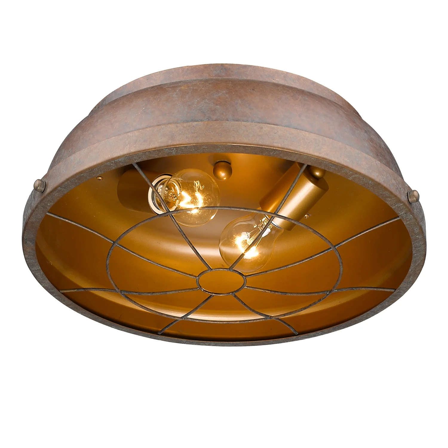 Golden Lighting Bartlett 2-light Flush Mount in Copper Patina - Image 2