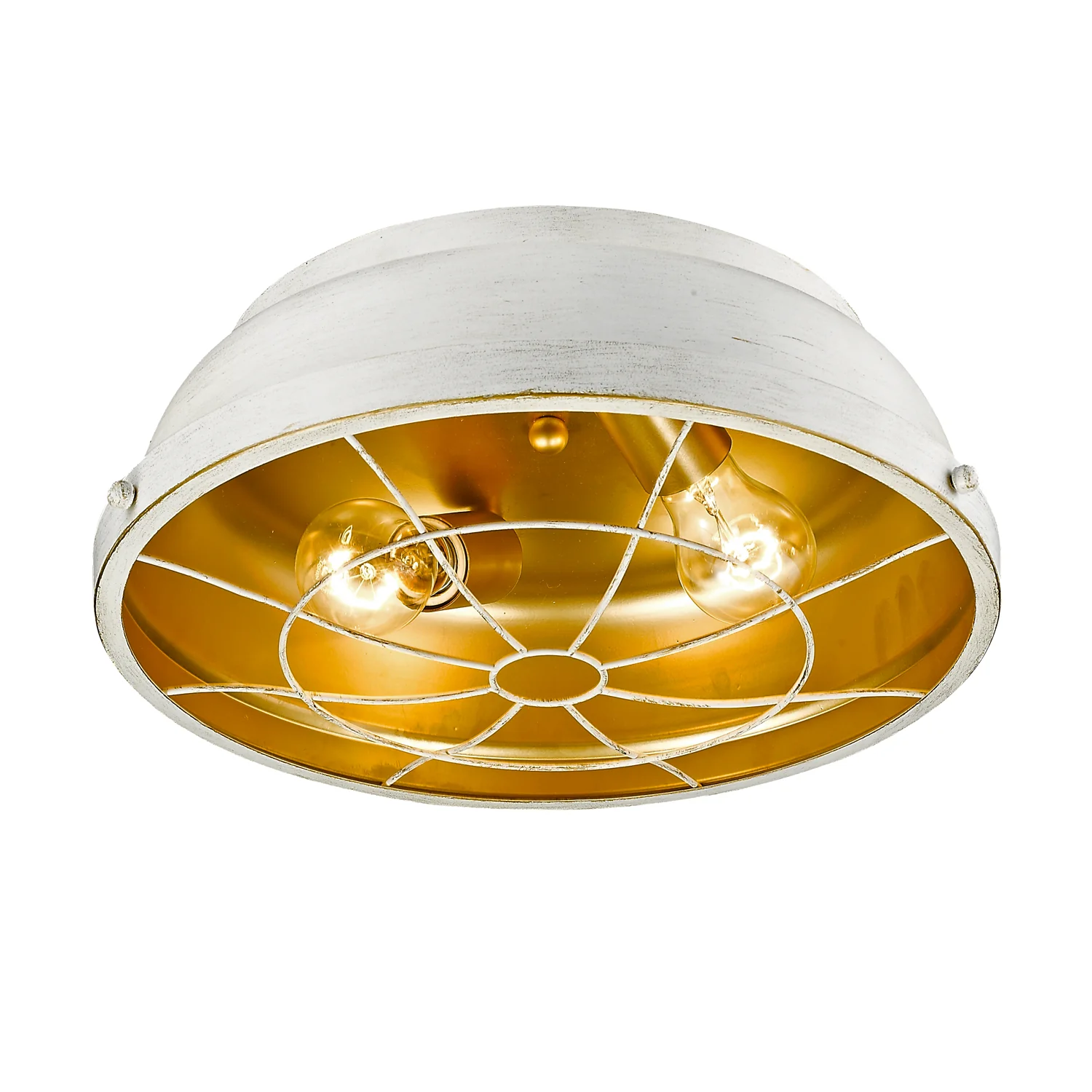 Golden Lighting Bartlett 2-light Flush Mount in French White - Image 2