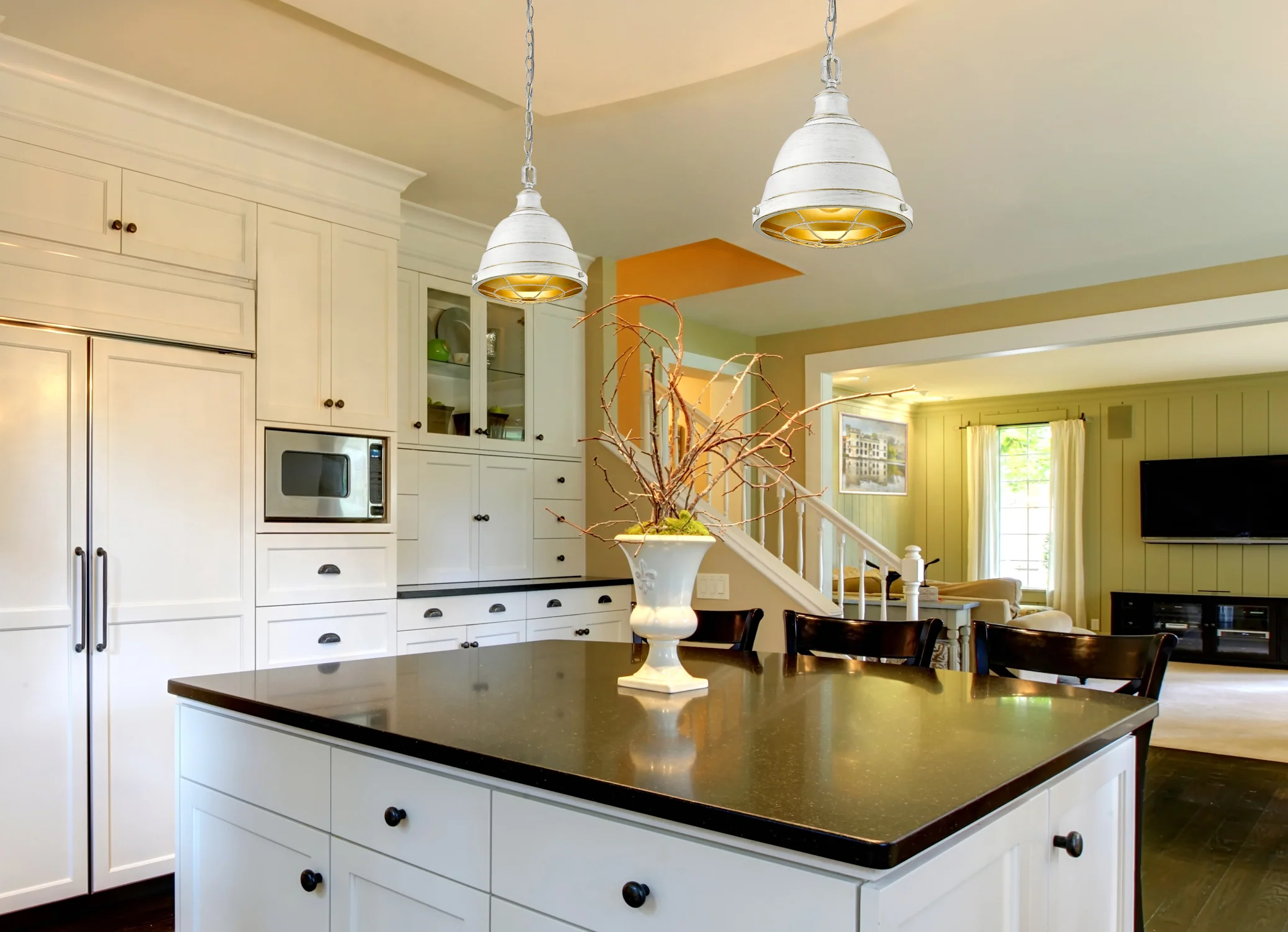 Golden Lighting Bartlett 2-light Pendant in French White - Image 2