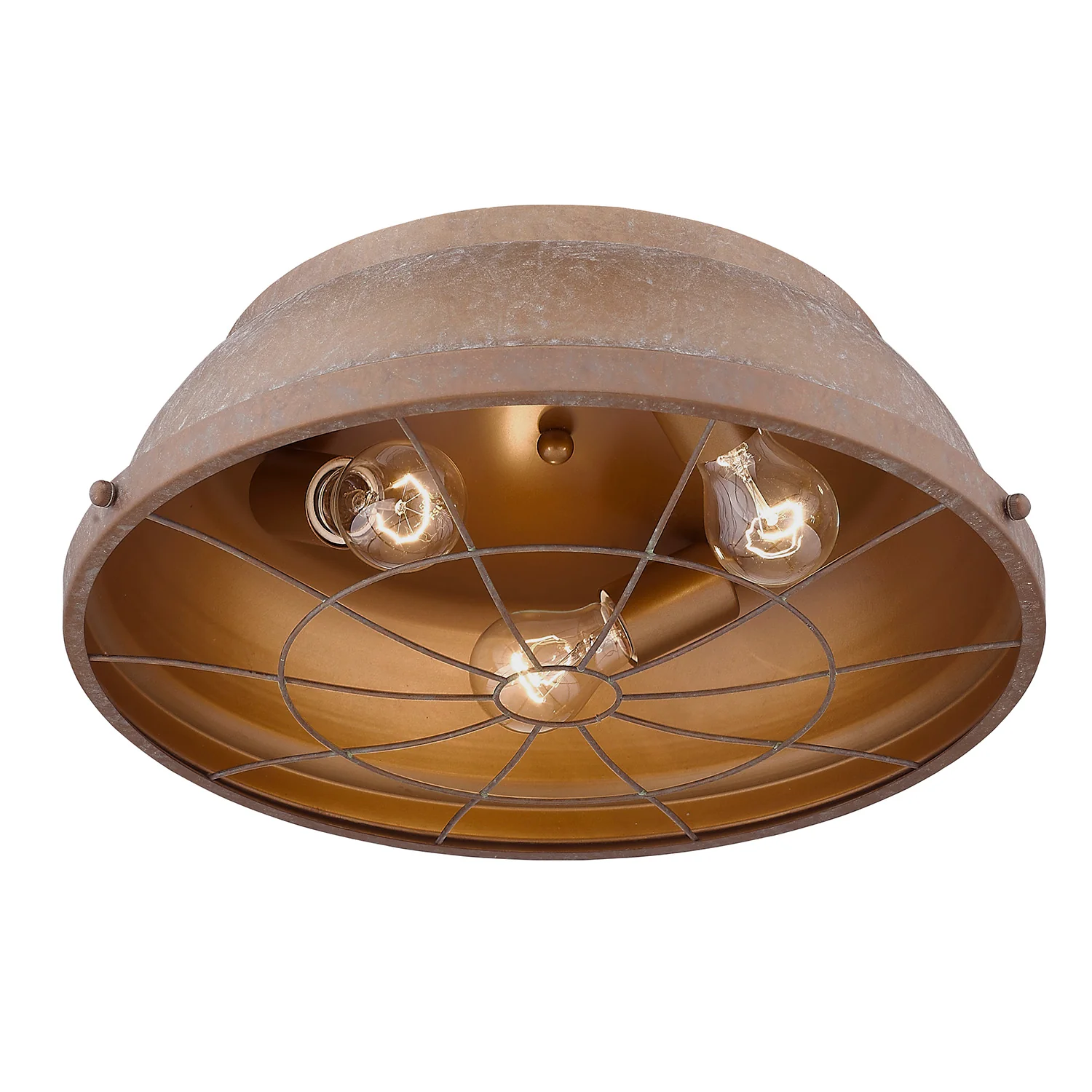 Golden Lighting Bartlett 3-light Flush Mount in Copper Patina - Image 2