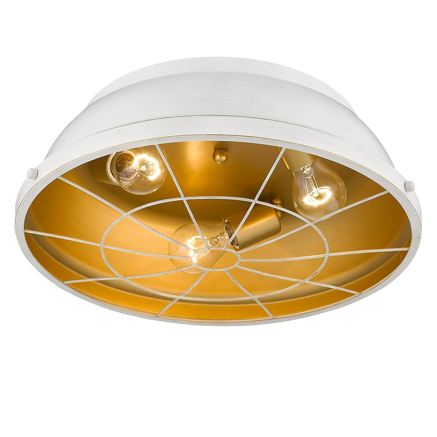 Golden Lighting Bartlett 3-light Flush Mount in French White - Image 2
