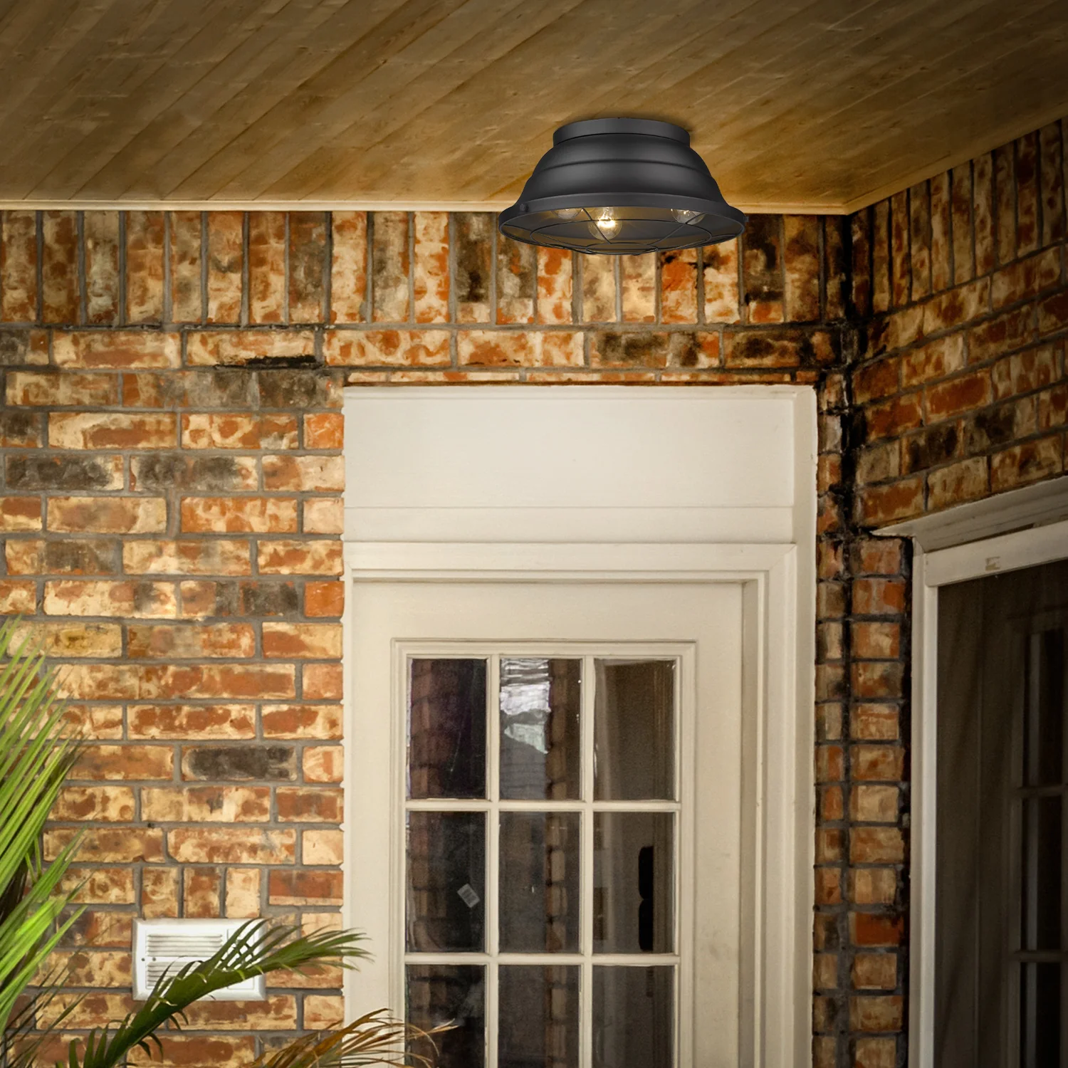 Golden Lighting Bartlett 3-light Outdoor Ceiling in Natural Black - Image 2