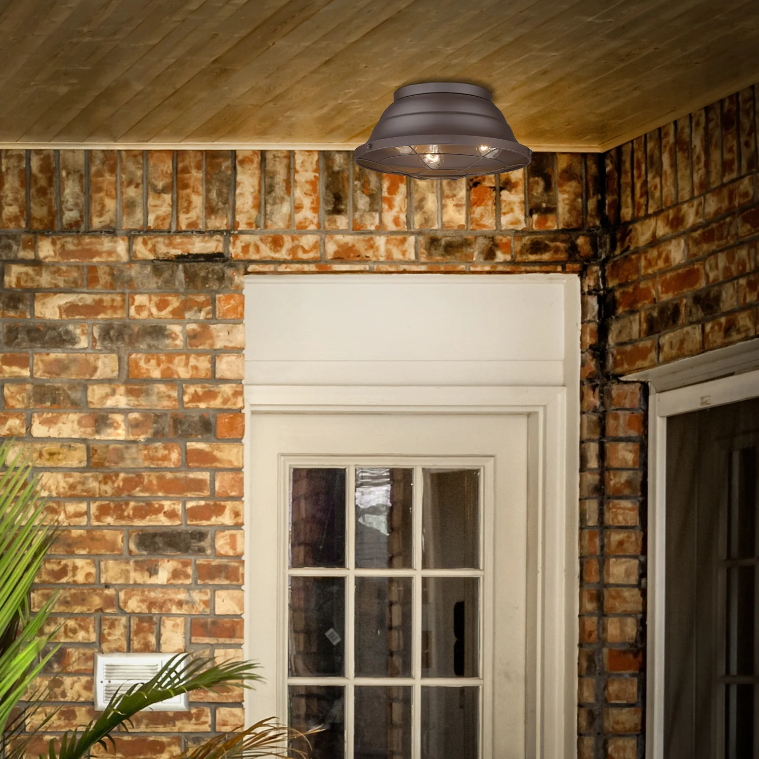 Golden Lighting Bartlett 3-light Outdoor Ceiling in Textured Bronze - Image 2