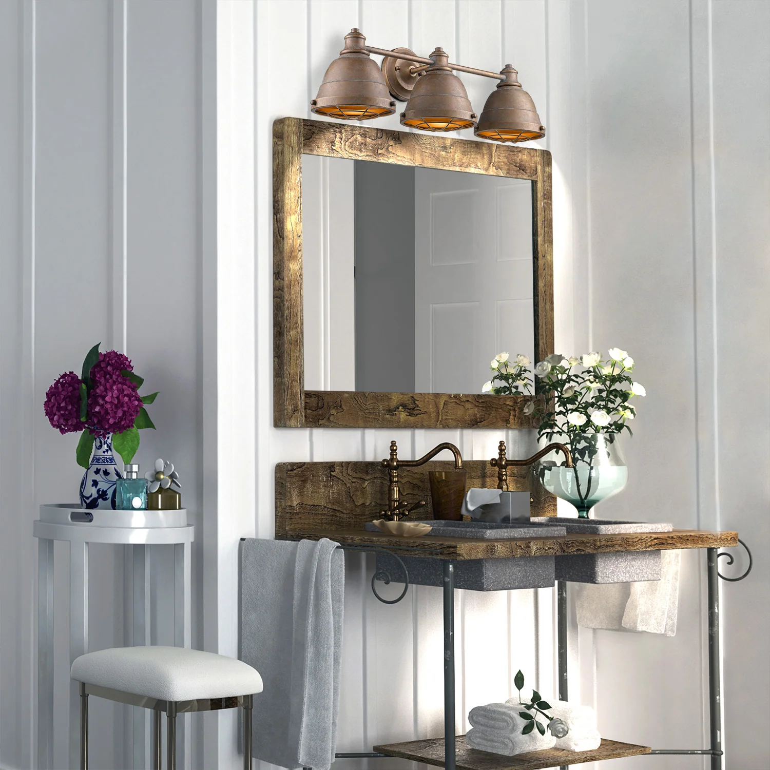 Golden Lighting Bartlett 3-light Vanity in Copper Patina - Image 2