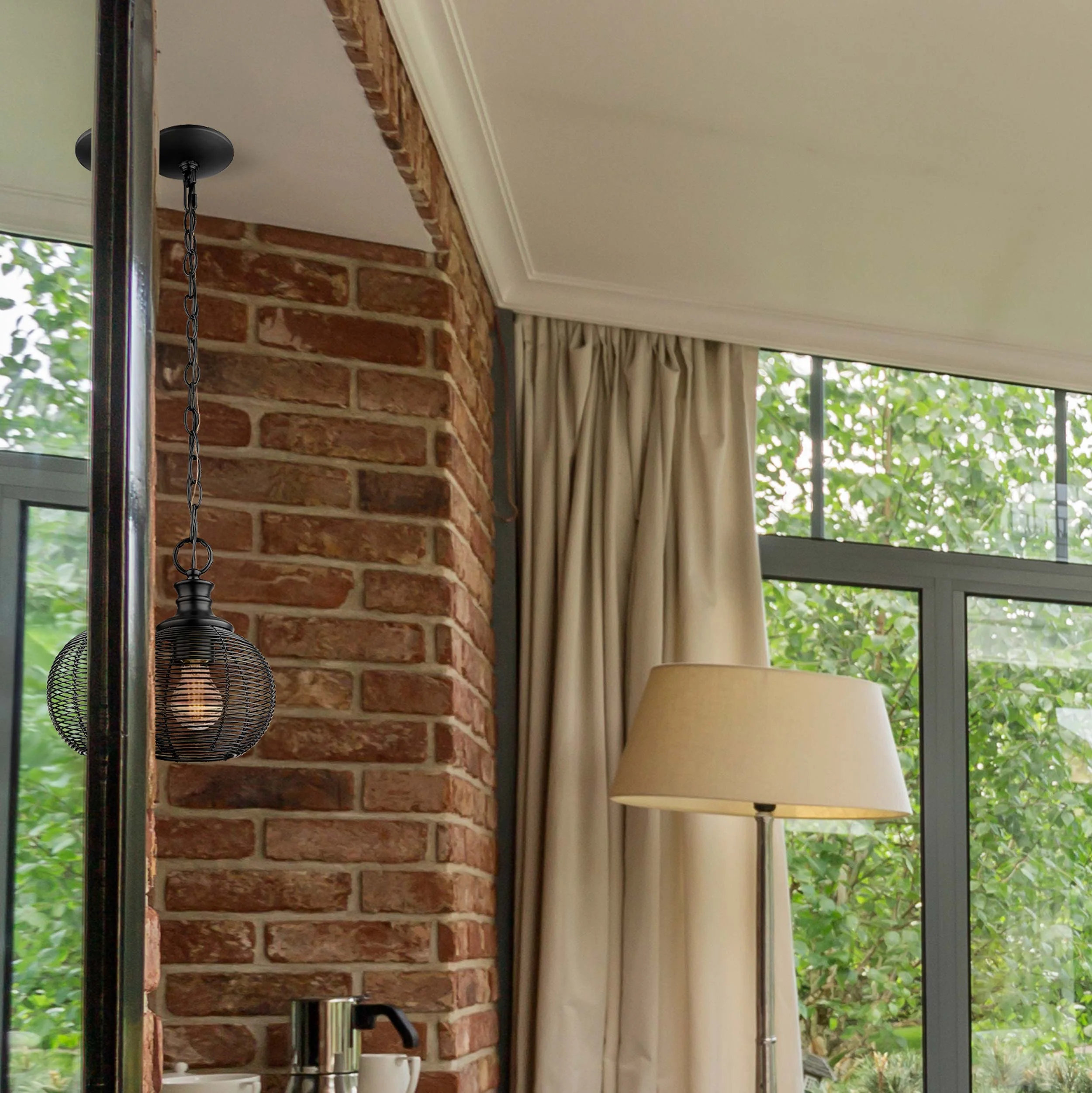 Golden Lighting Calypso 1-light 8in Pendant in Matte Black - Image 2