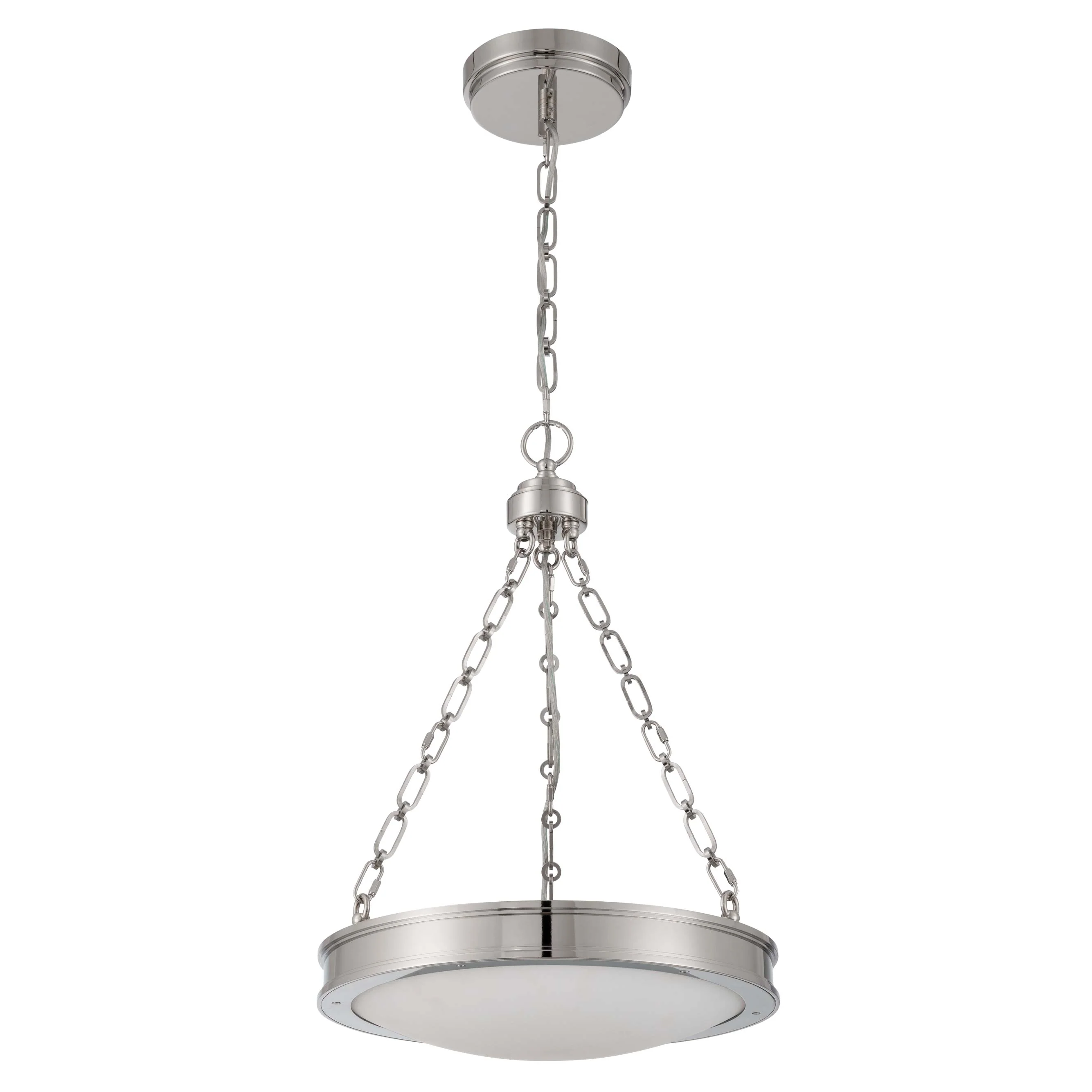 Golden Lighting Cameron Integrated LED 17in Pendant in Polished Nickel with Etched Glass - Image 2