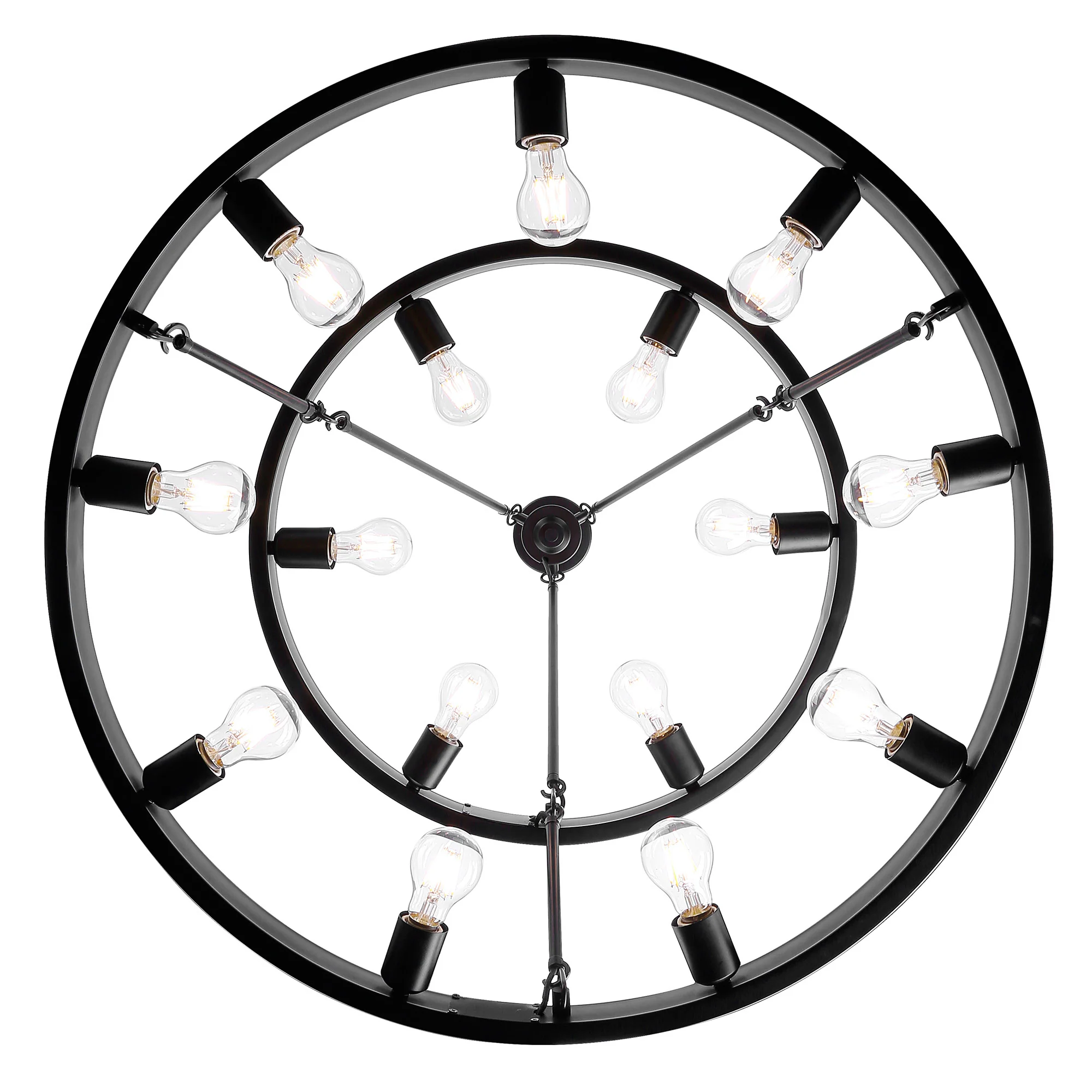 Golden Lighting Castile 15-light 2-tier Chandelier (6+9) in Matte Black - Image 2