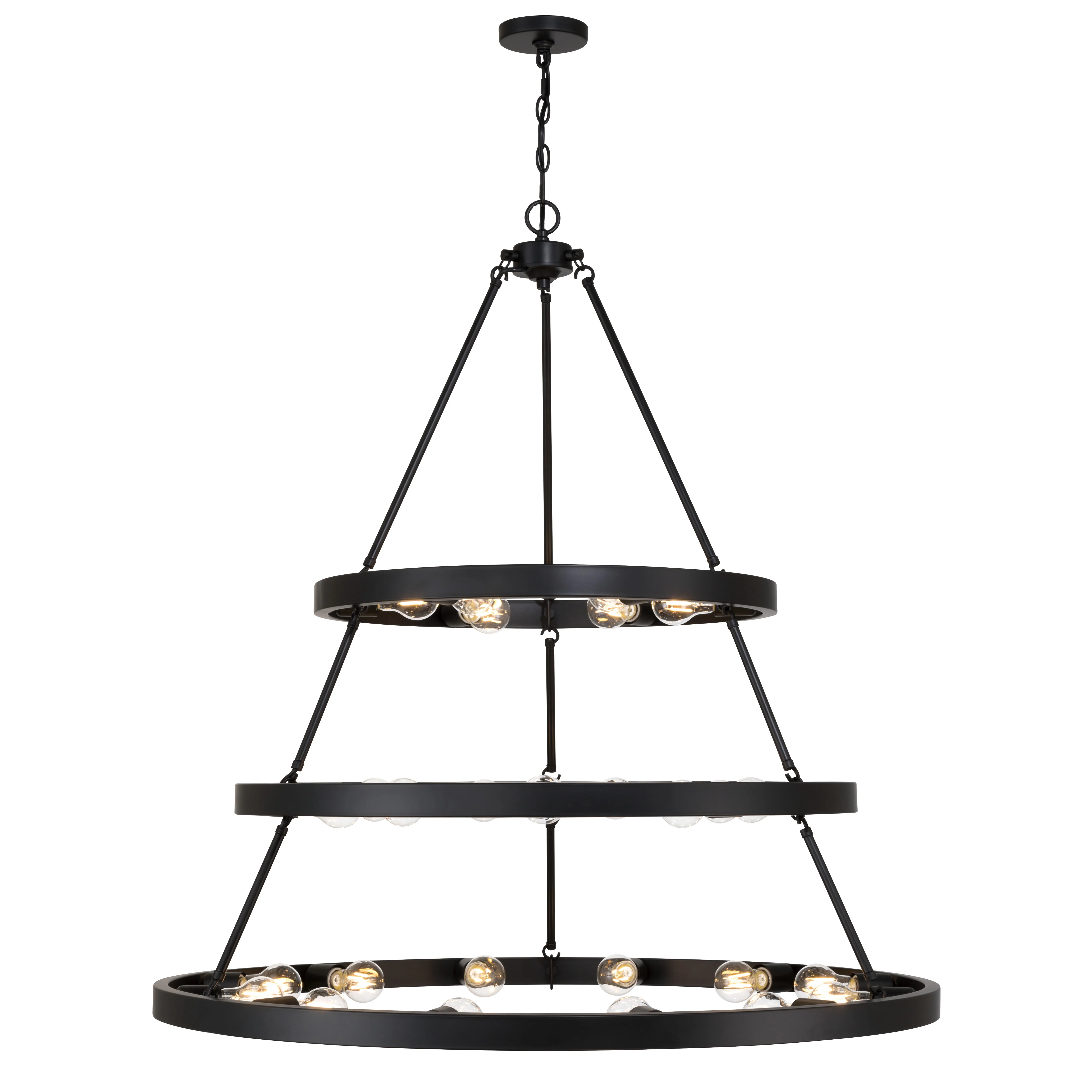 Golden Lighting Castile 27-light 2-tier Chandelier (6+9+12) in Matte Black - Image 2