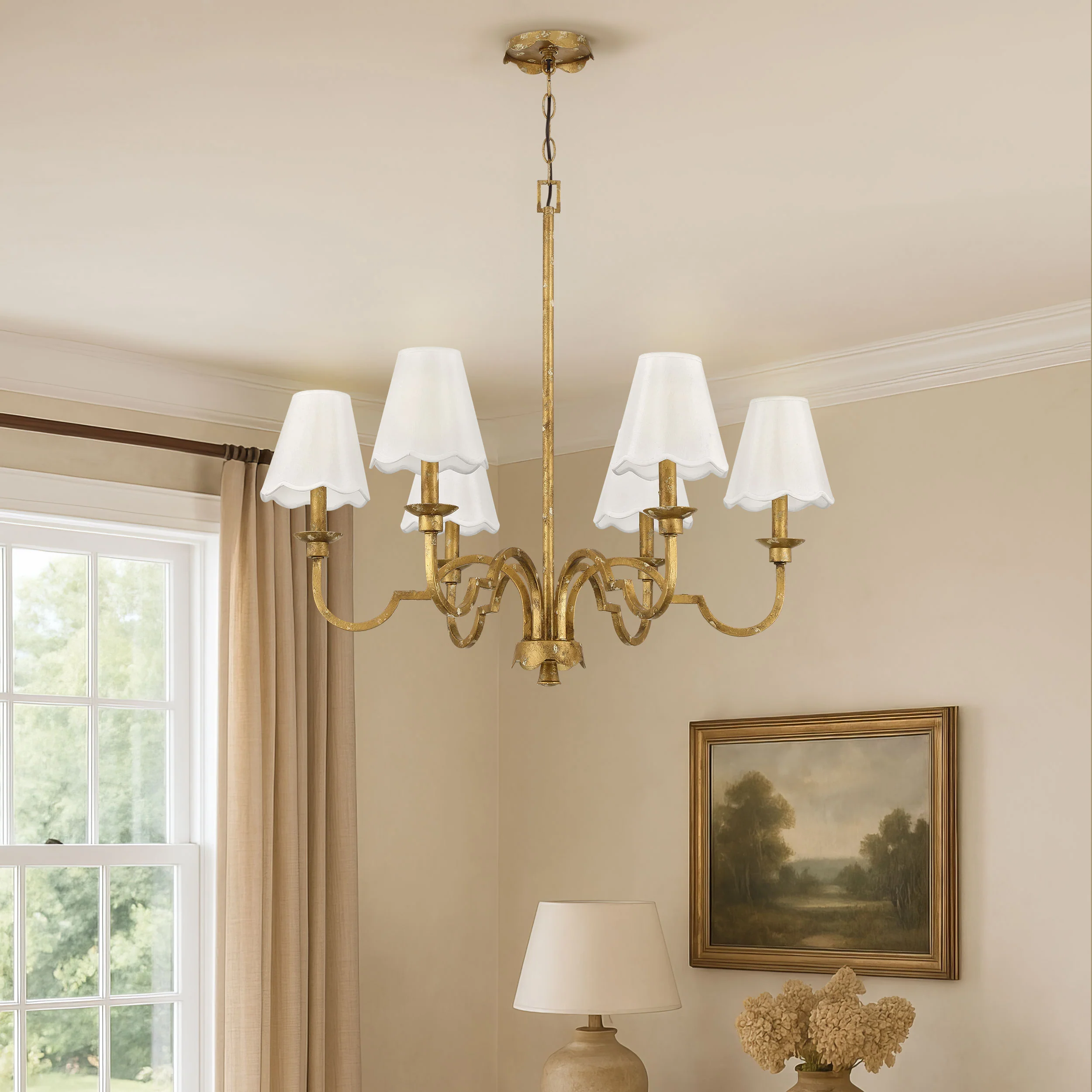 Golden Lighting Cheshire 6-light Chandelier in Vintage Gold - Image 2