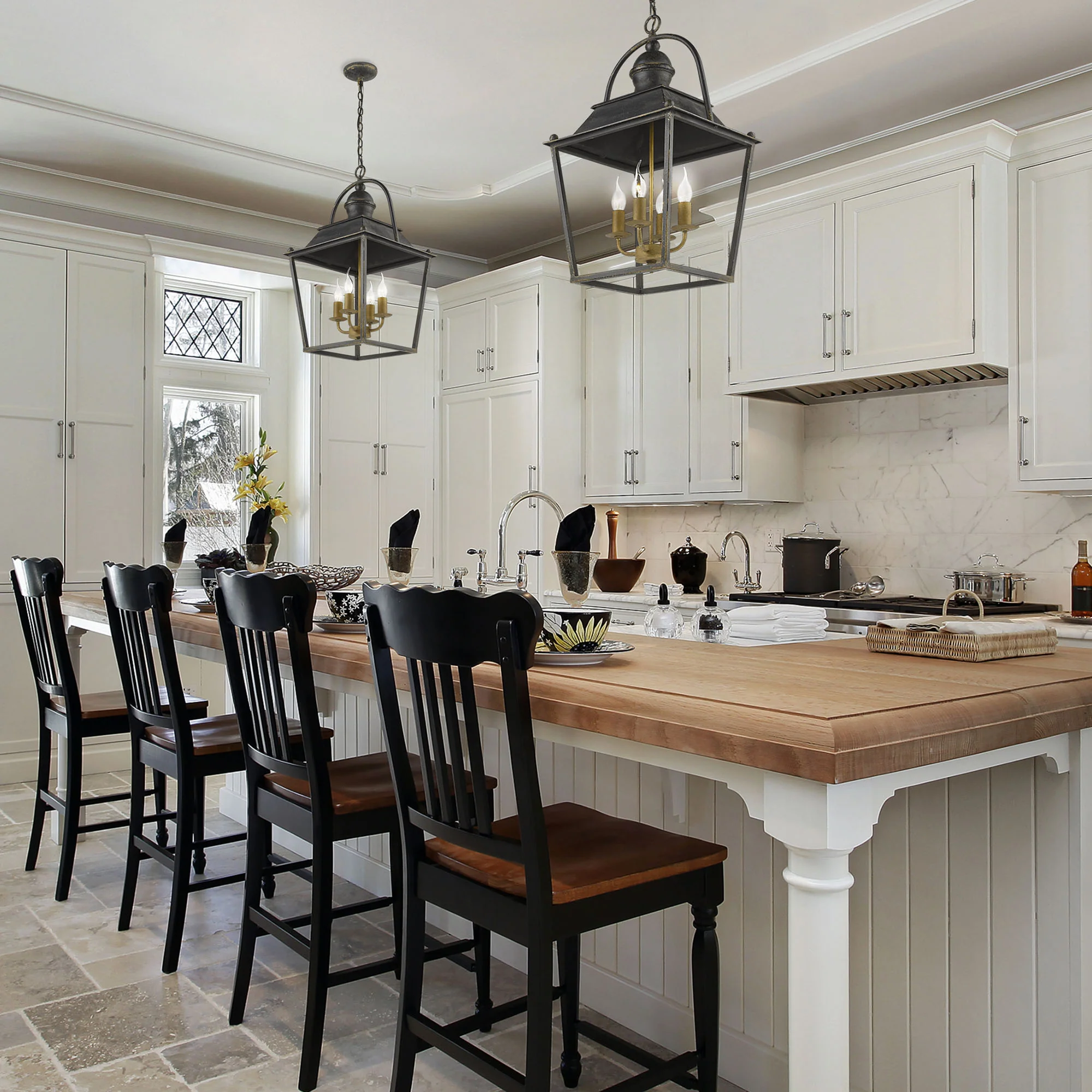 Golden Lighting Christoff 4-light Pendant in Antique Black Iron - Image 2