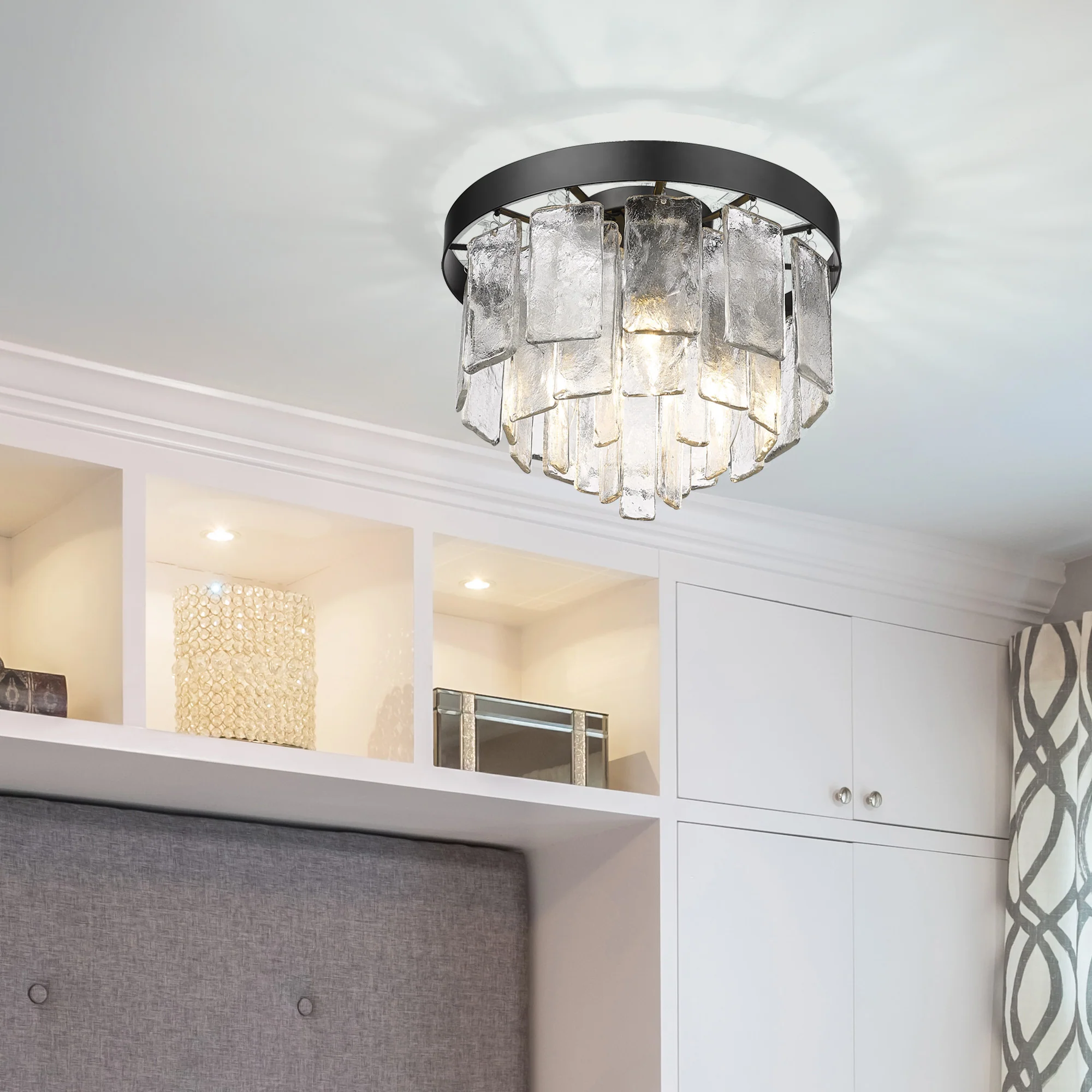 Golden Lighting Ciara 3-light Flush Mount in Matte Black - Image 2