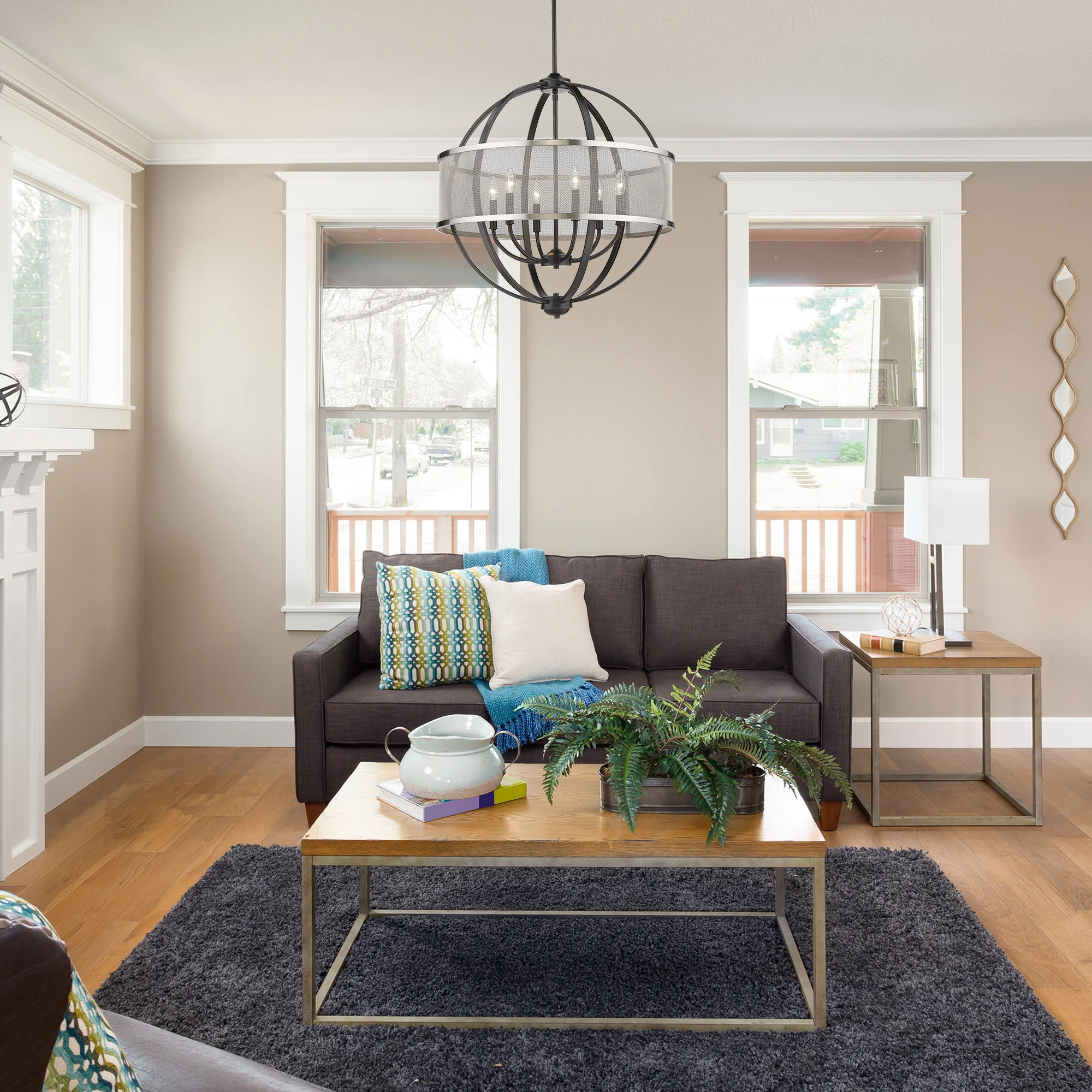 Golden Lighting Colson 6-light Chandelier in Matte Black and Pewter shade - Image 2