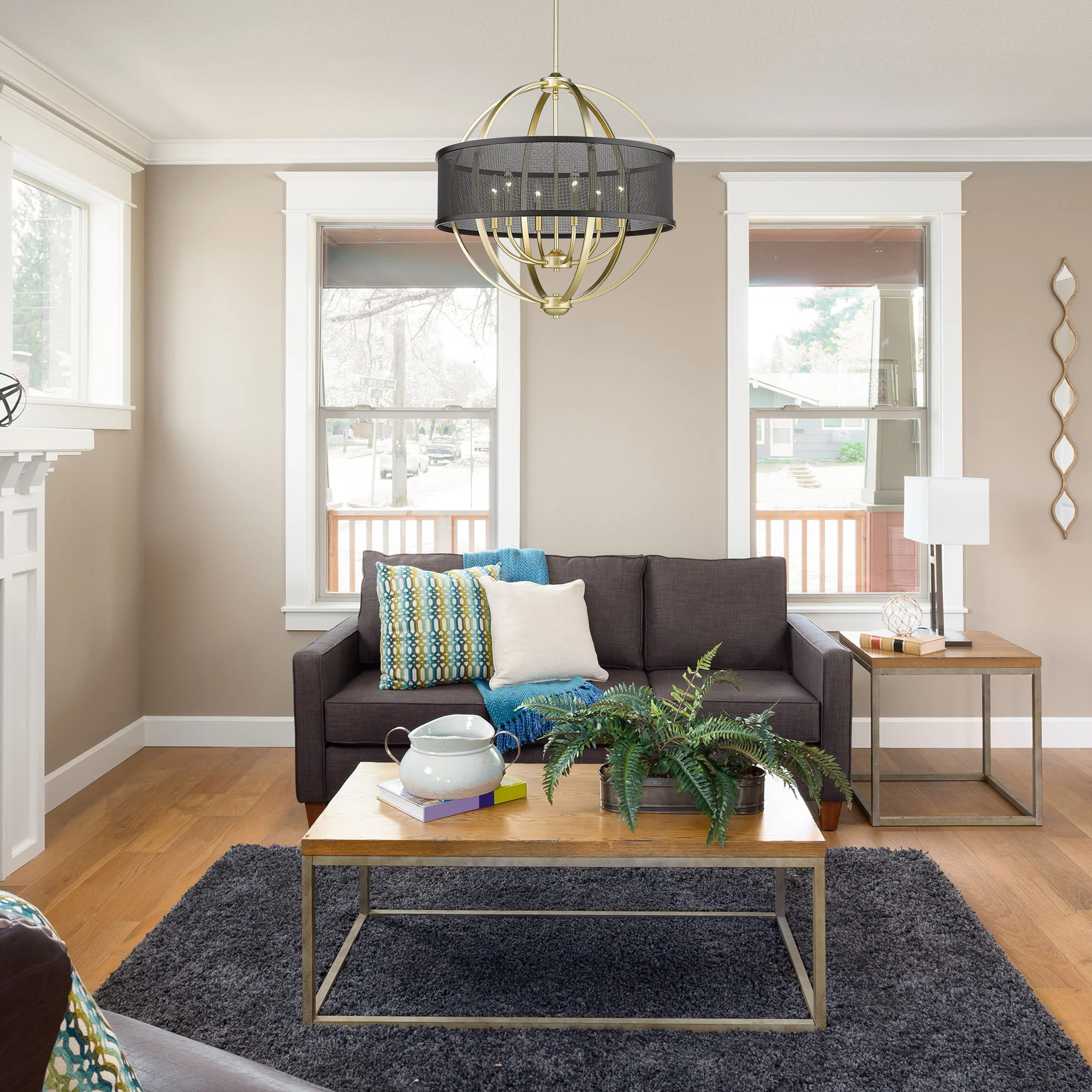 Golden Lighting Colson 6-light Chandelier in Olympic Gold and Matte Black shade - Image 2