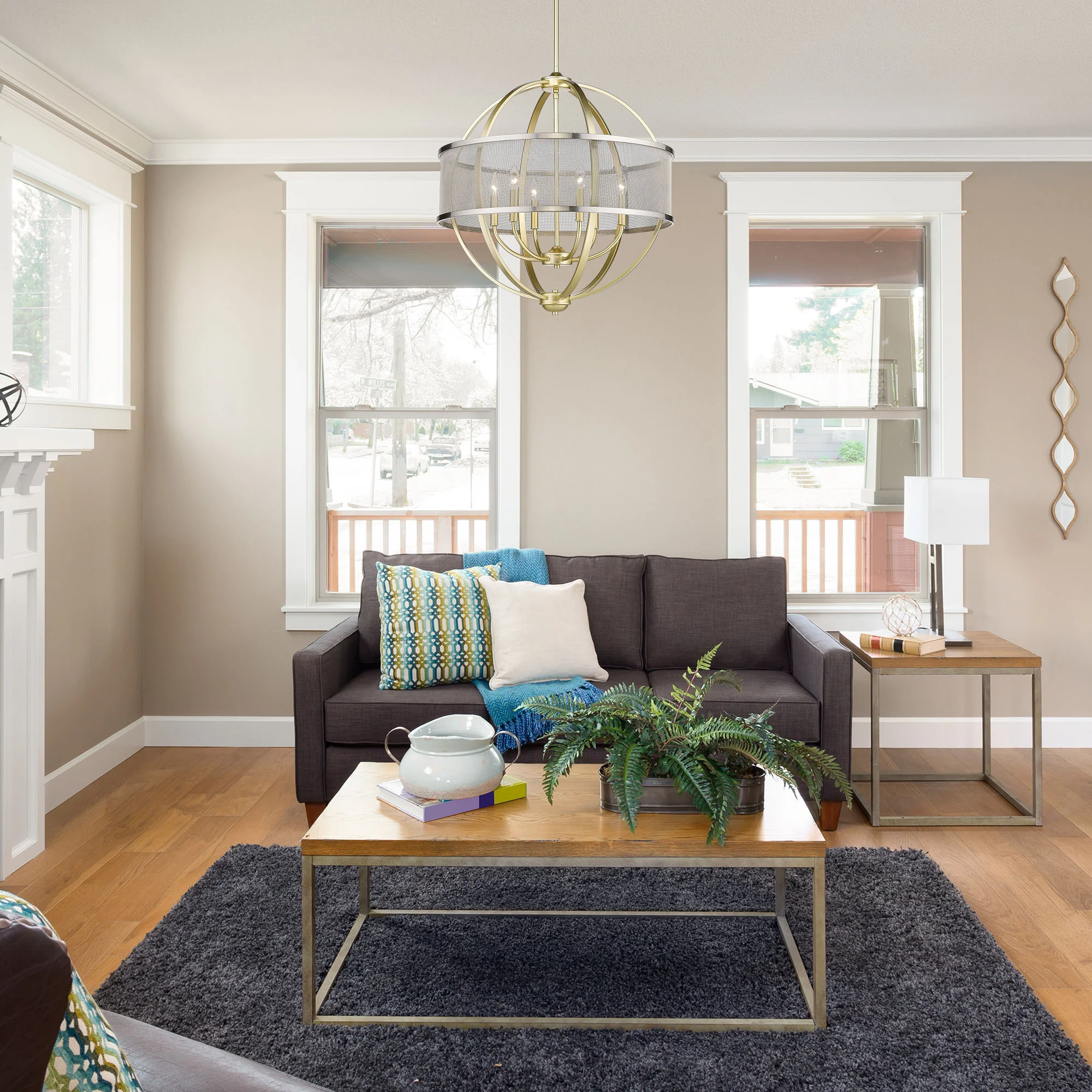 Golden Lighting Colson 6-light Chandelier in Olympic Gold and Pewter shade - Image 2