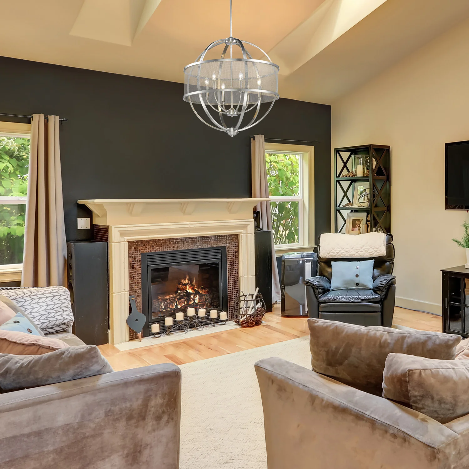 Golden Lighting Colson 6-light Chandelier in Pewter and Pewter shade - Image 2