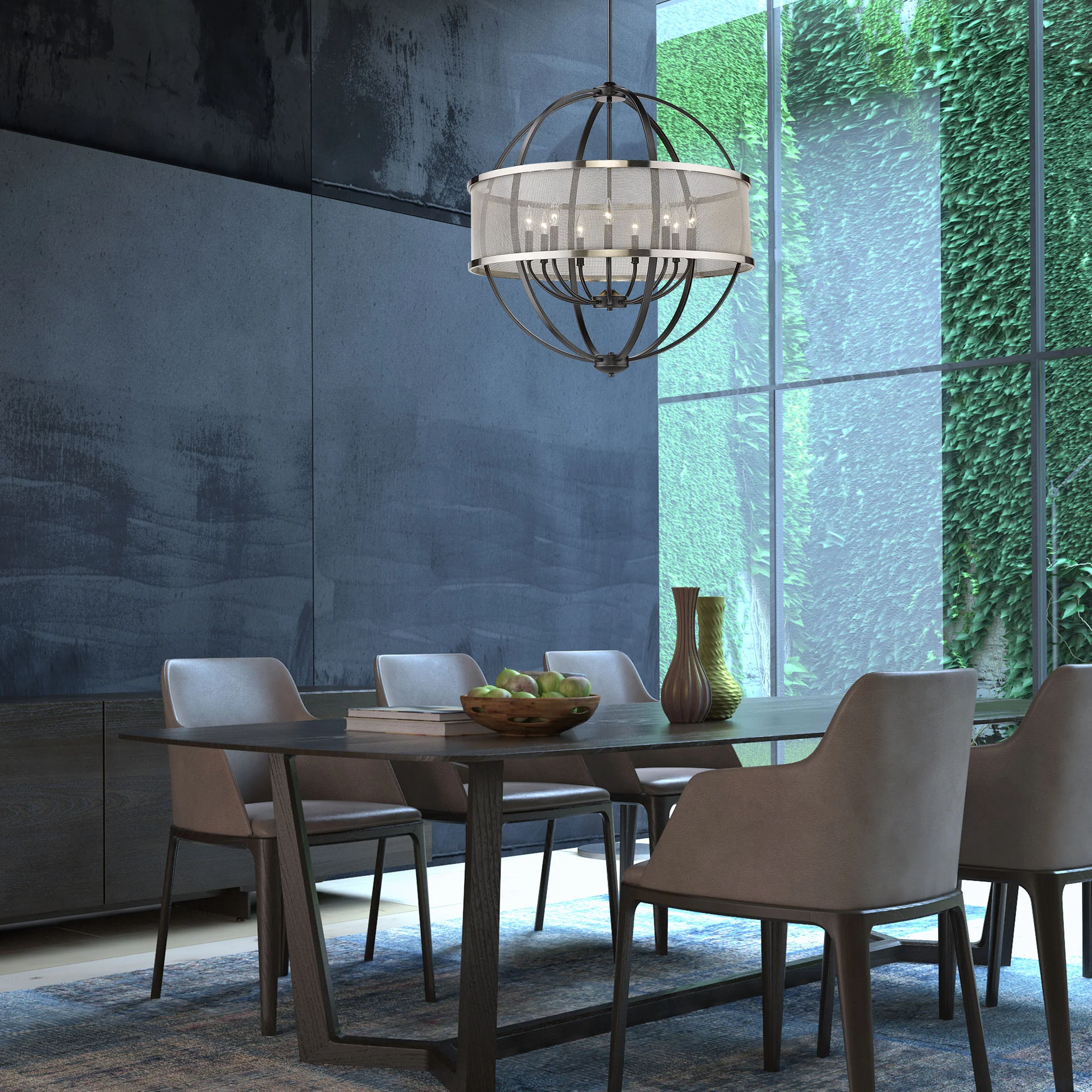 Golden Lighting Colson 9-light Chandelier in Matte Black and Pewter shade - Image 2