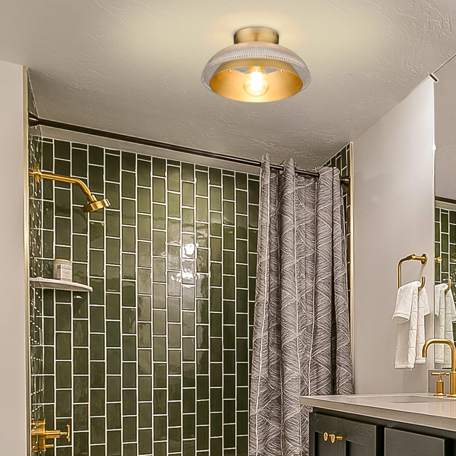 Golden Lighting Crawford 1-light Flush Mount in Brushed Champagne Brass - Image 2