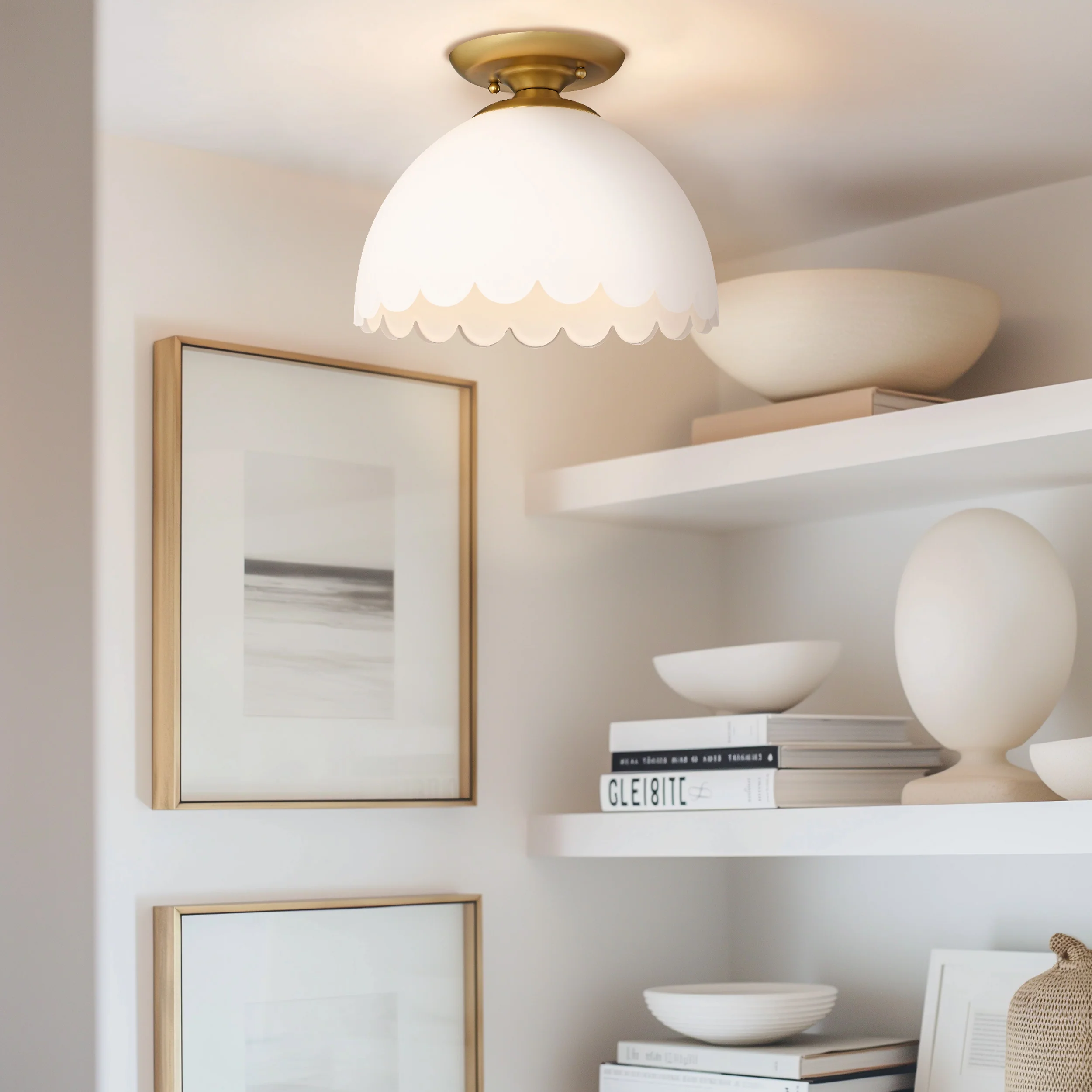 Golden Lighting Dorinda 1-light Semi-Flush Mount in Brushed Champagne Brass - Image 2