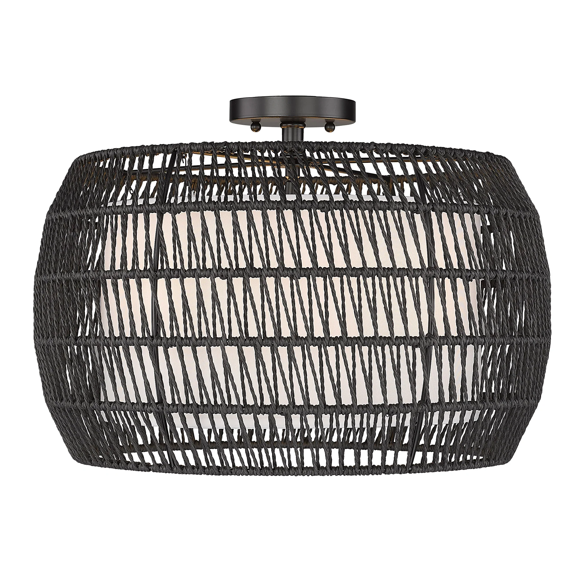 Golden Lighting Everly 4-light Semi-Flush Mount in Matte Black and Modern Black Rattan shade - Image 2