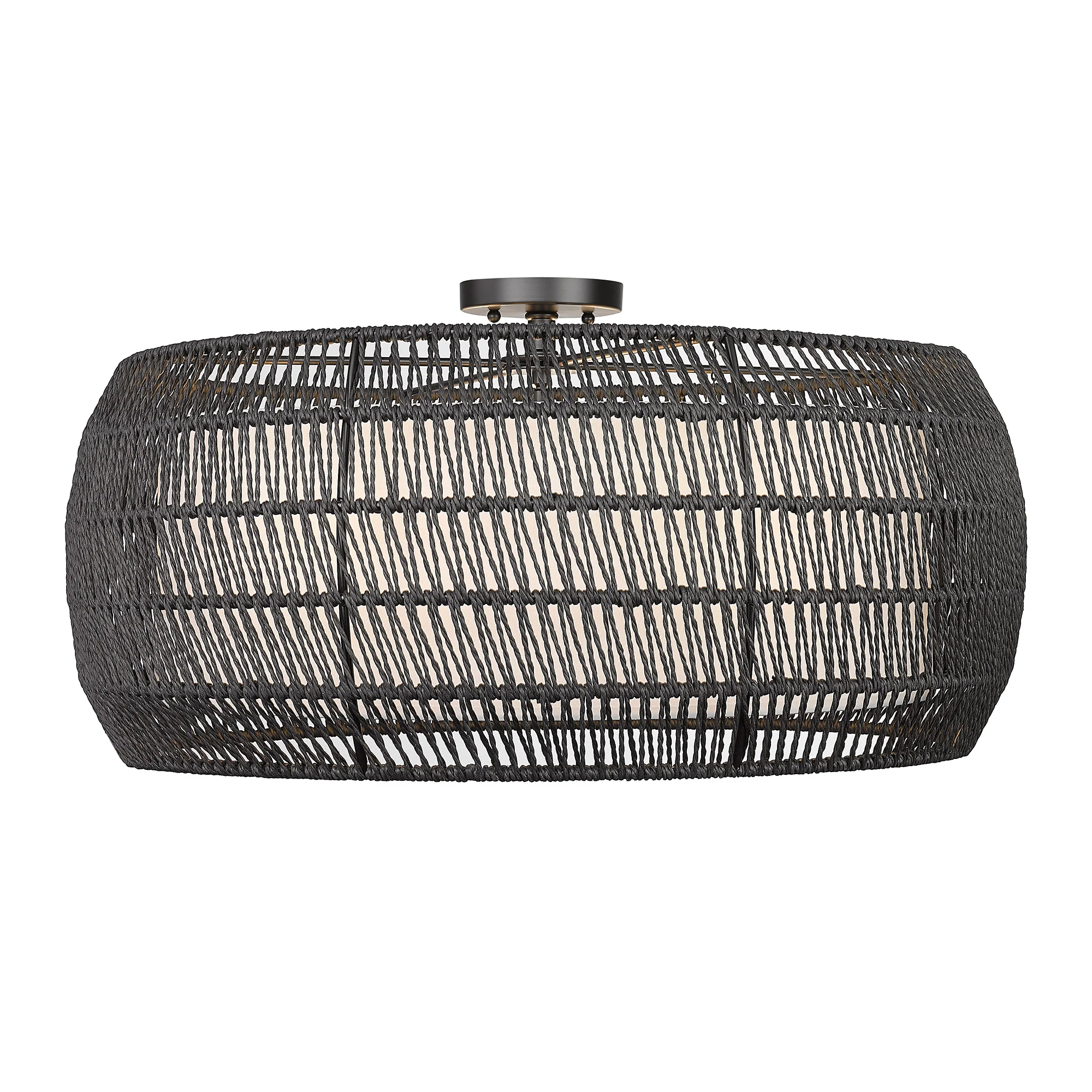 Golden Lighting Everly 6-light Semi-Flush Mount in Matte Black and Modern Black Rattan shade - Image 2