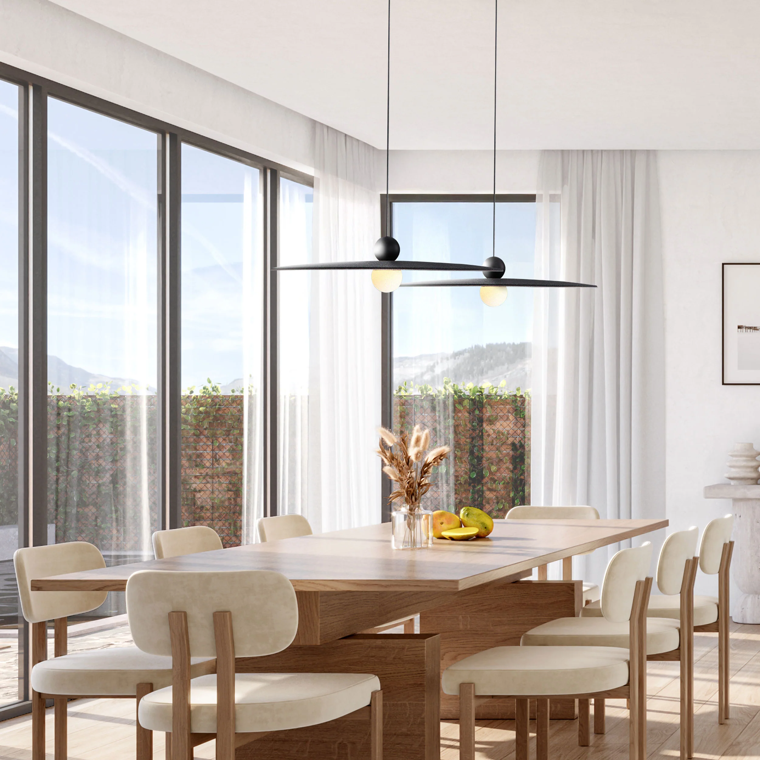 Golden Lighting Faroe 24in Integrated LED Pendant in Flecked Black/Grey Felt - Image 2