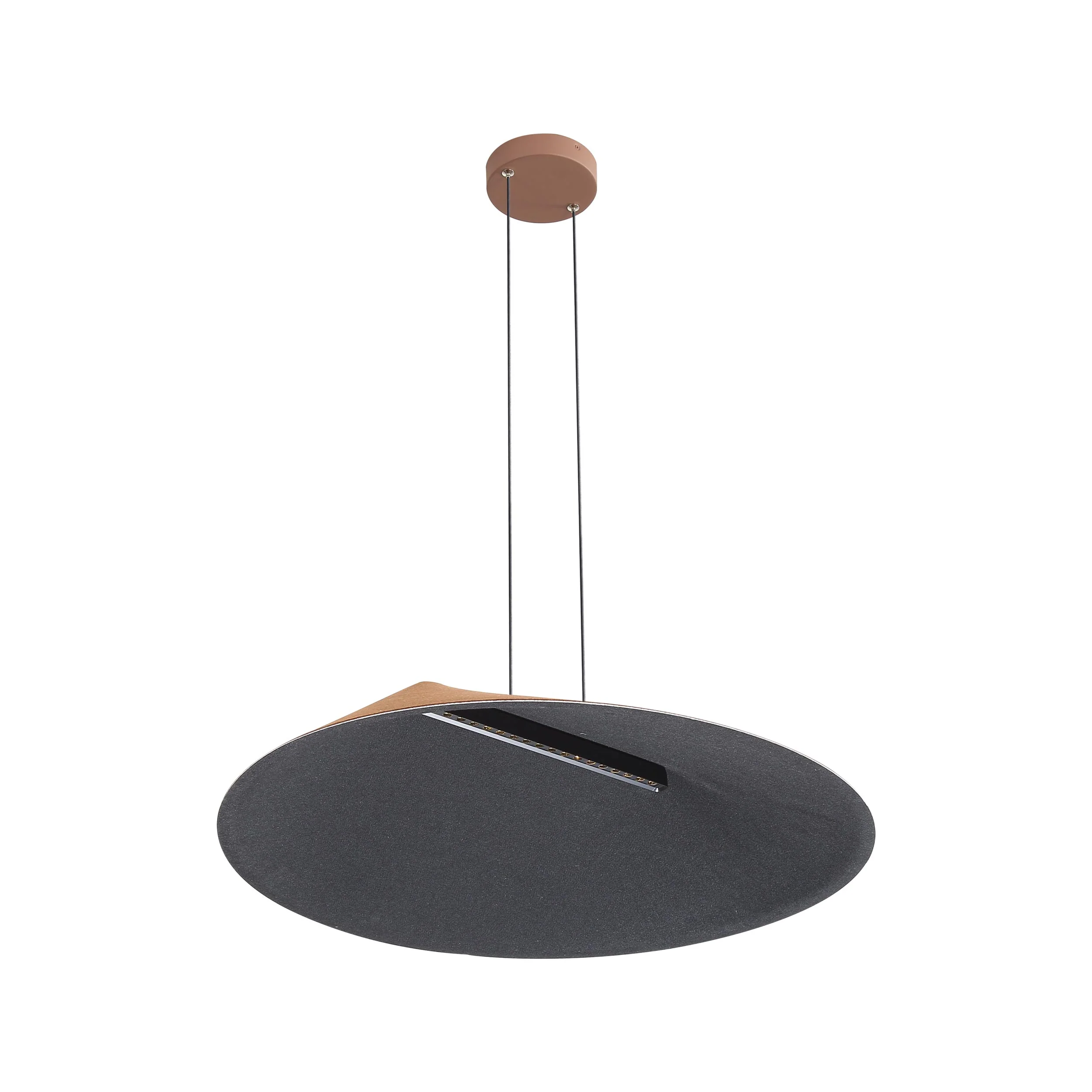 Golden Lighting Faroe 30in Integrated LED Pendant in Coffee/Black Felt - Image 2