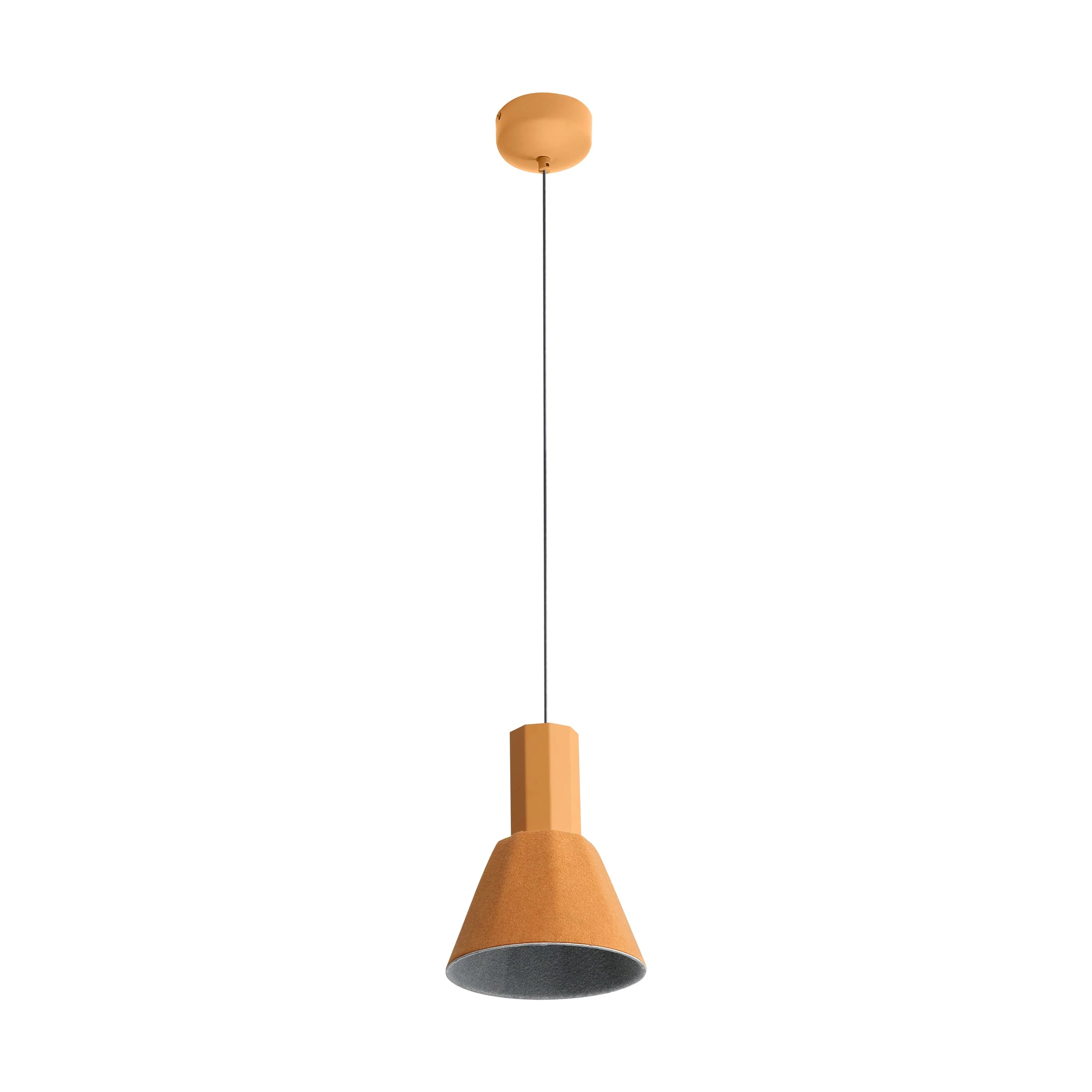 Golden Lighting Faroe 8in Integrated LED Pendant in Earth Yellow/Grey Felt - Image 2