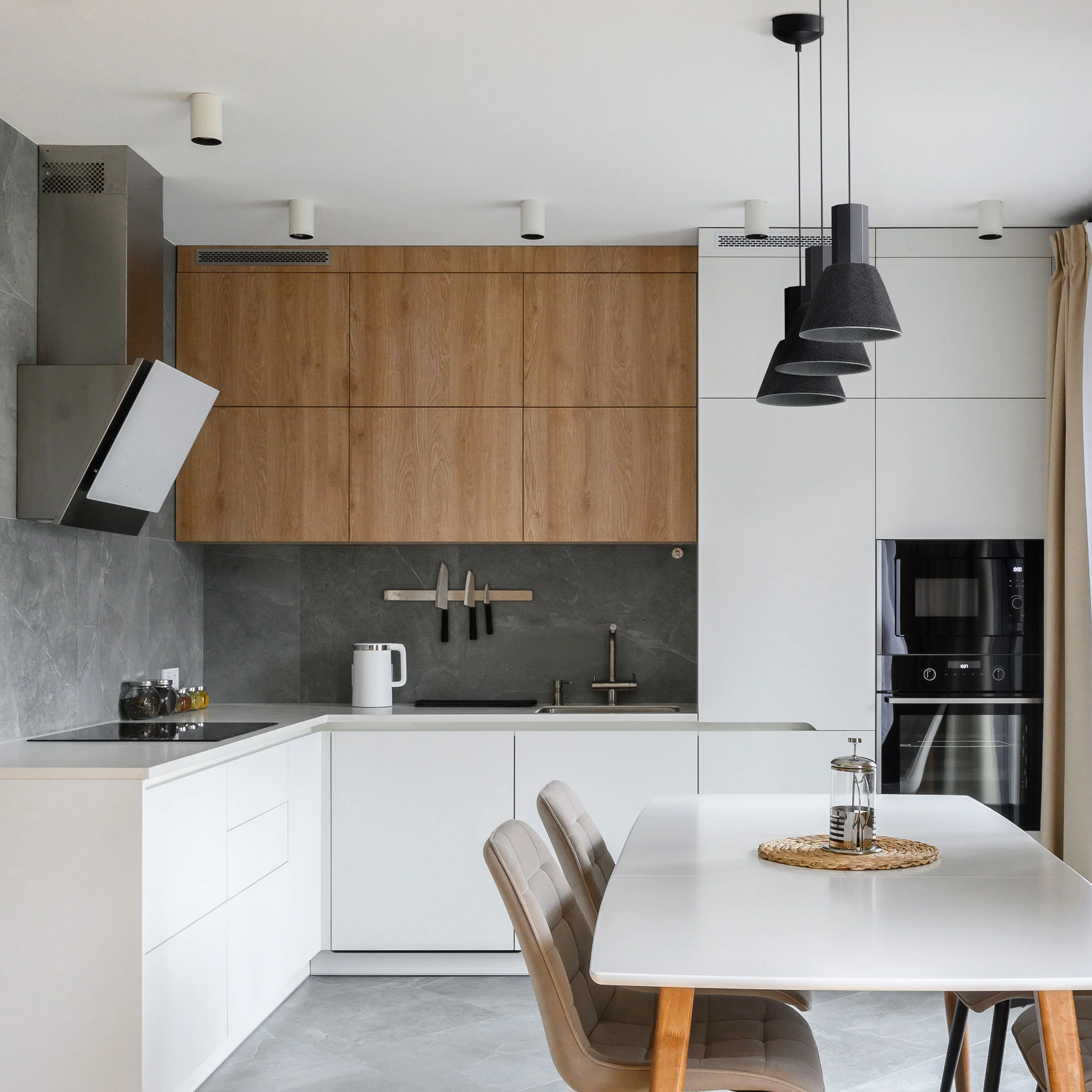 Golden Lighting Faroe 8in Integrated LED Pendant in Flecked Black/Grey Felt - Image 2