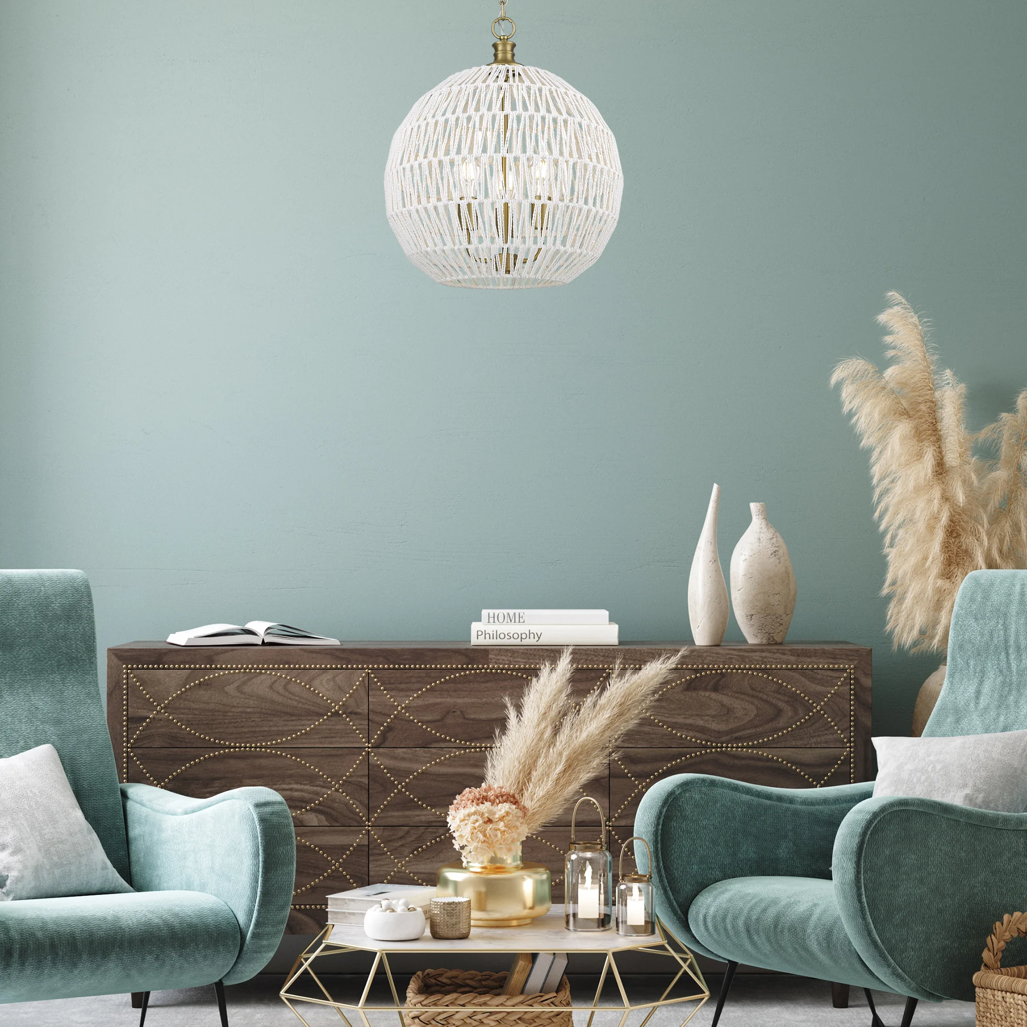 Golden Lighting Florence 3-light Pendant in Brushed Champagne Brass - Image 2