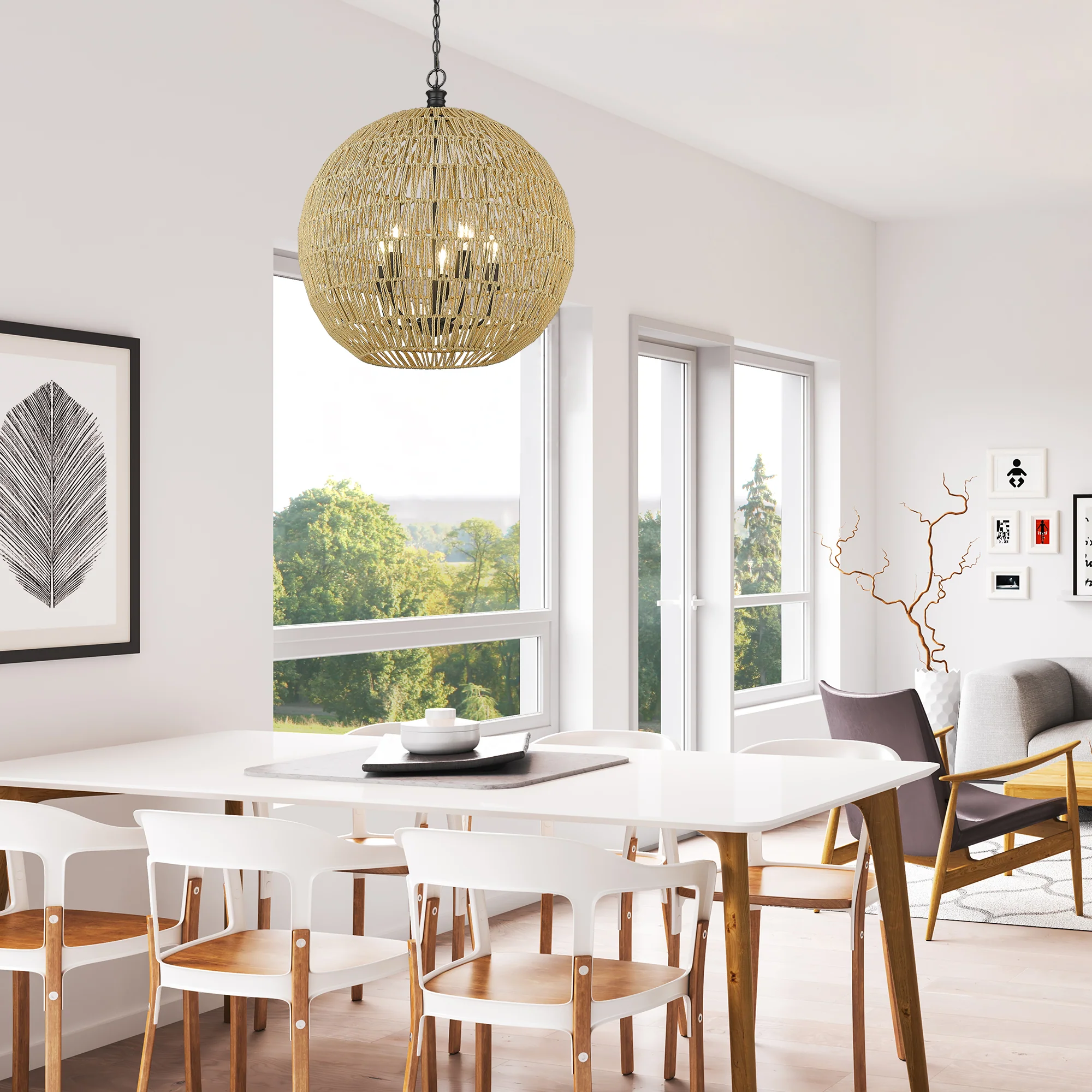 Golden Lighting Florence 5-light Pendant in Matte Black - Image 2