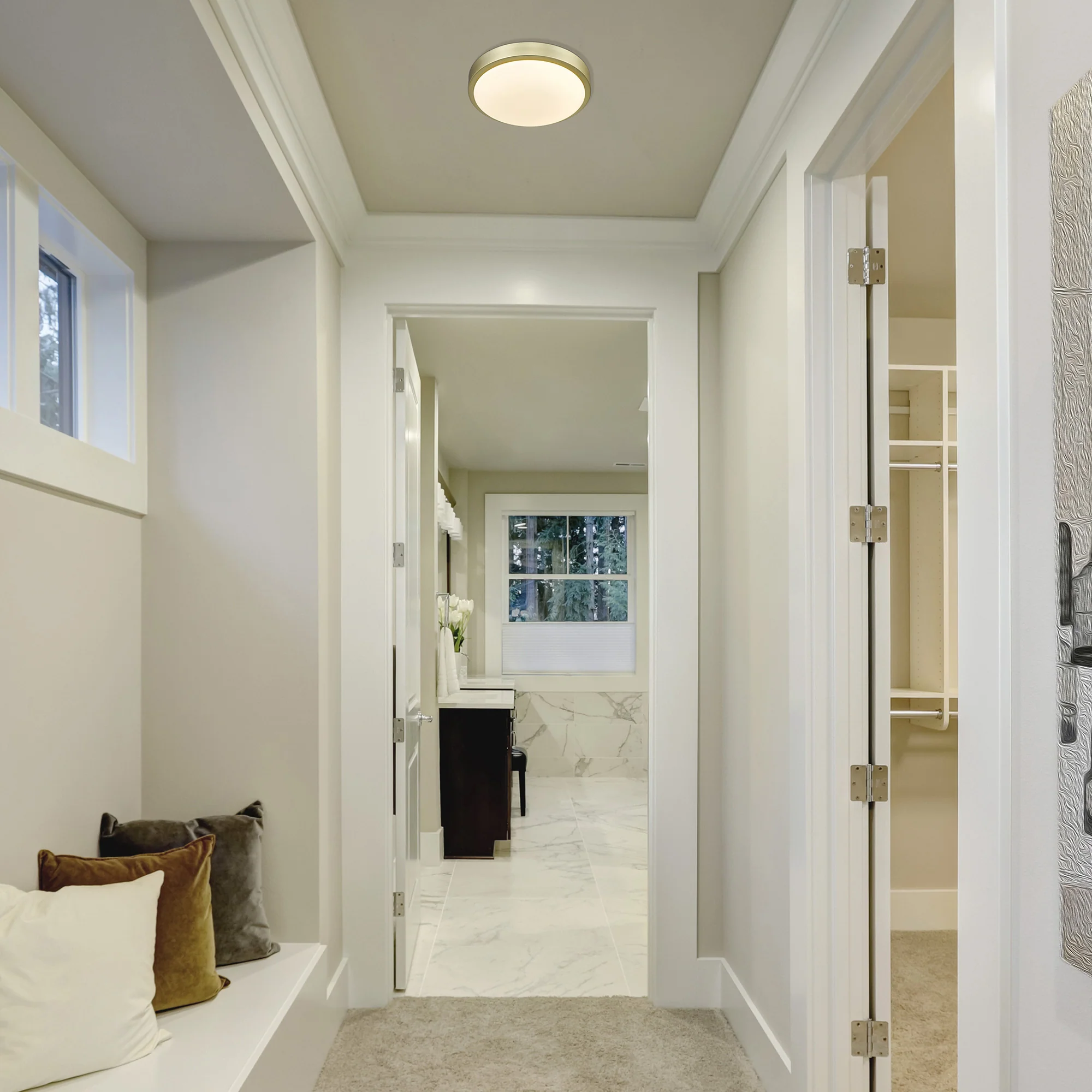 Golden Lighting Gabi Integrated LED 10in Flush Mount in Brushed Champagne Brass - Image 2