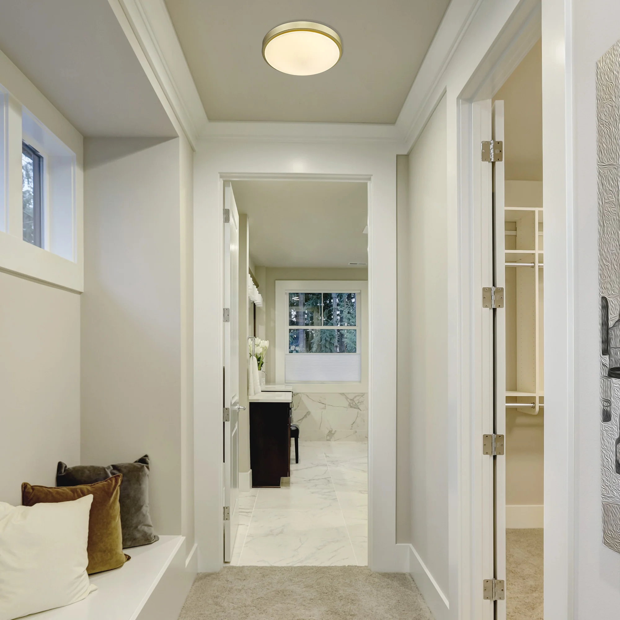 Golden Lighting Gabi Integrated LED 12in Flush Mount in Brushed Champagne Brass - Image 2