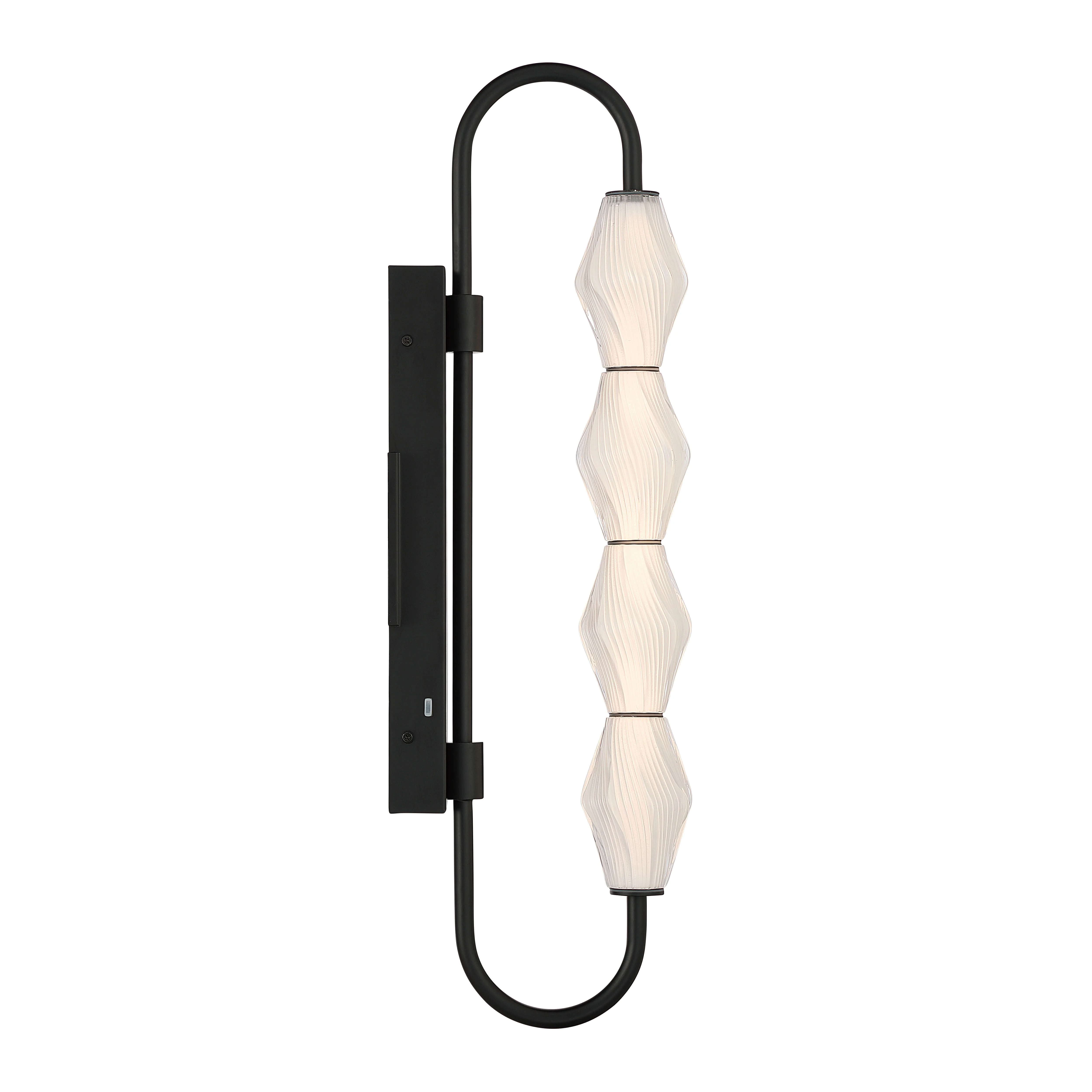 Golden Lighting Geode Integrated LED 27in Outdoor Wall in Matte Black with Fluted Striped Glass - Image 2