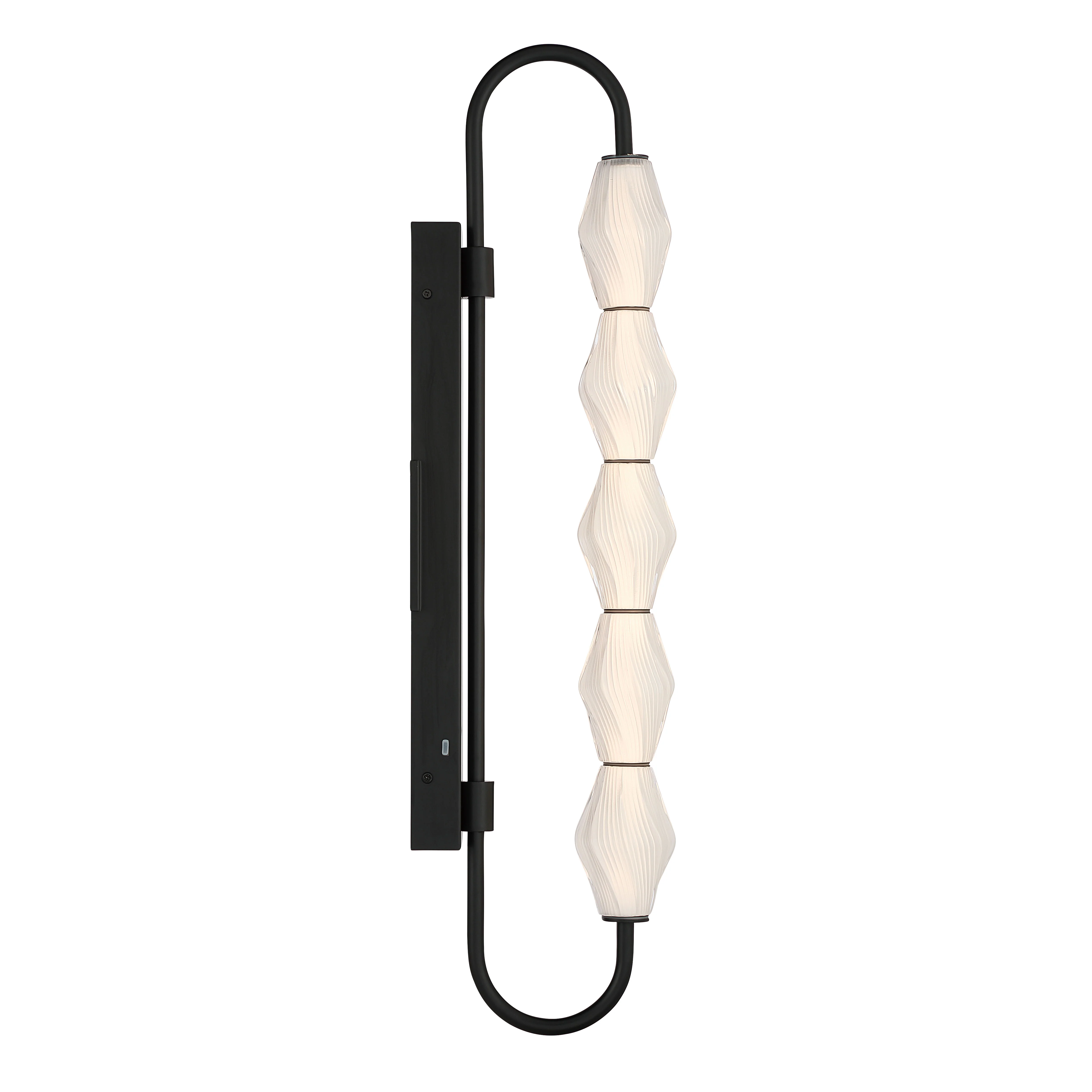 Golden Lighting Geode Integrated LED 32in Outdoor Wall in Matte Black with Fluted Striped Glass - Image 2