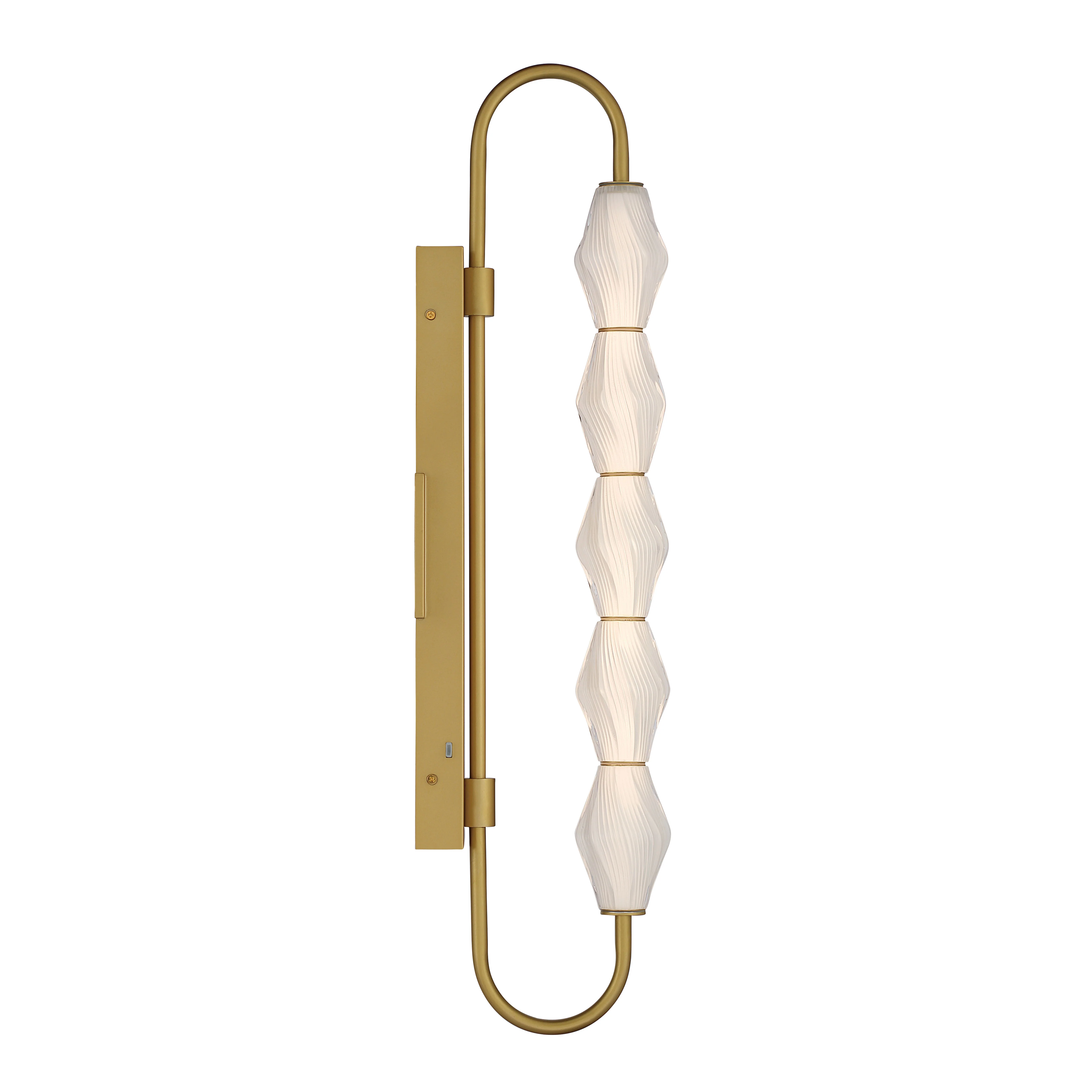 Golden Lighting Geode Integrated LED 32in Outdoor Wall in Satin Brushed Gold with Fluted Striped Glass - Image 2
