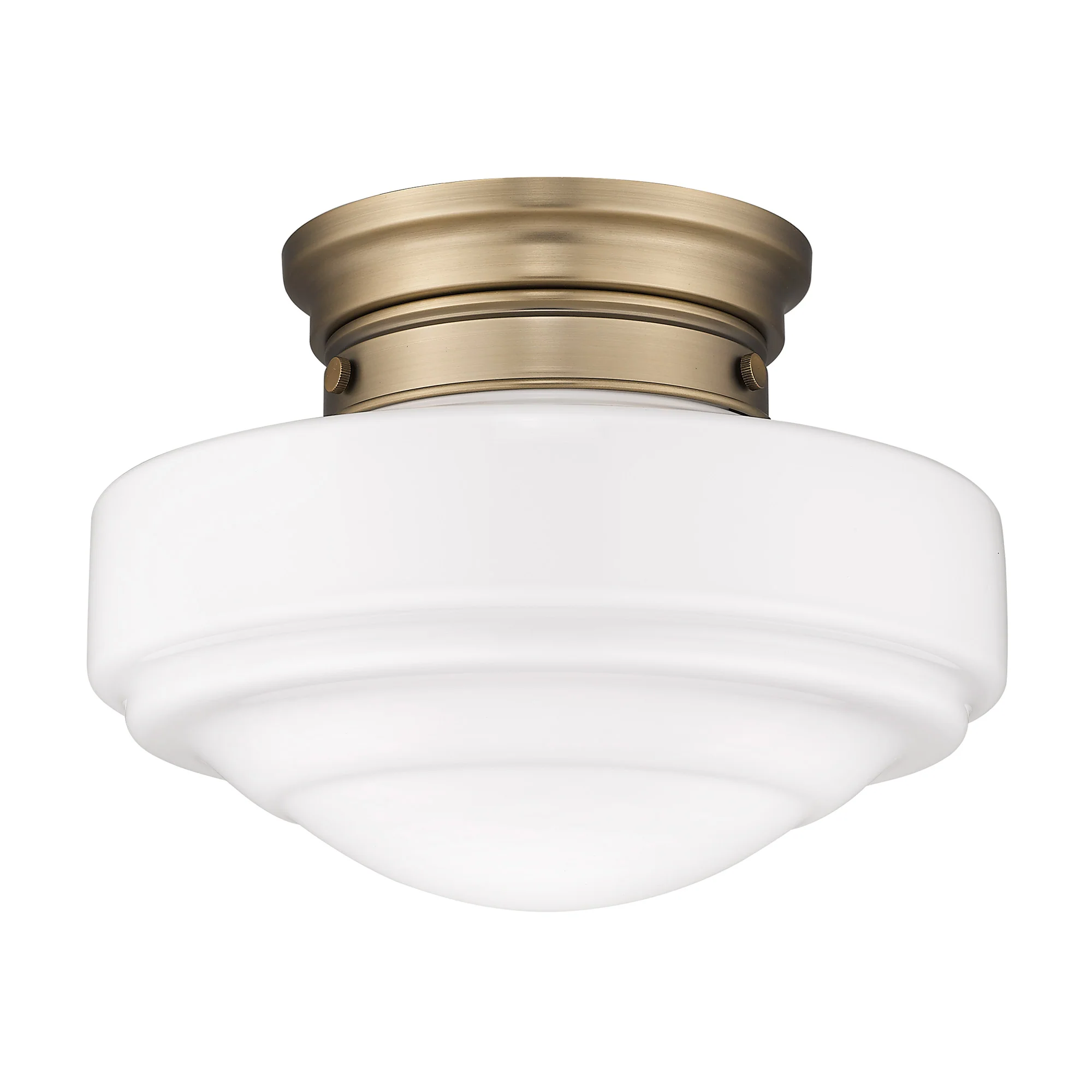Golden Lighting Ingalls 1-light 12in Semi-Flush Mount in Modern Brass and Vintage Milk Glass - Image 2